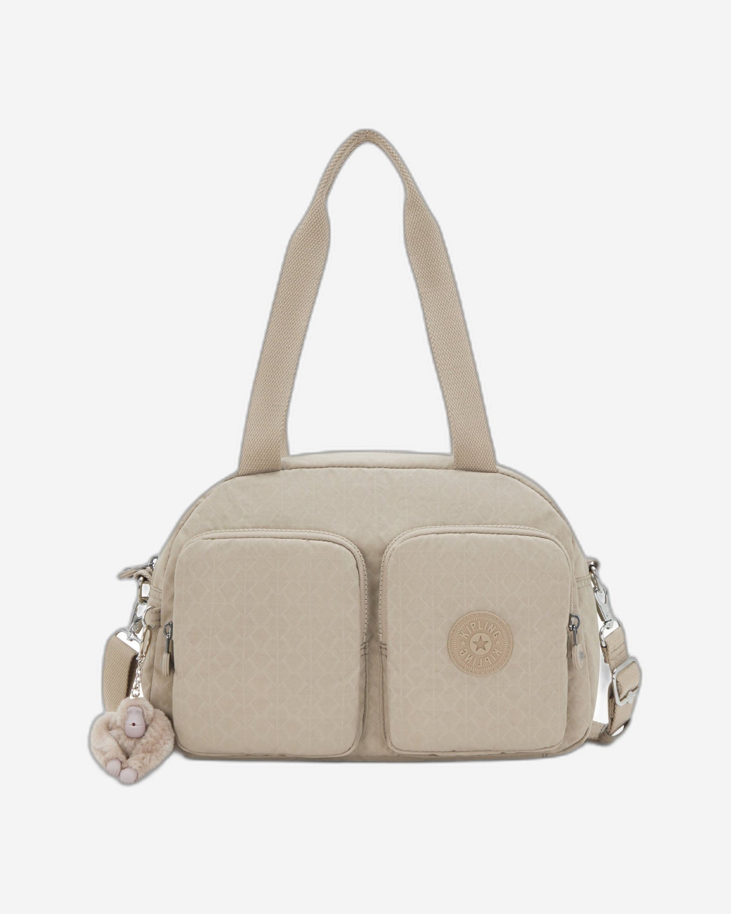 حقيبة كتف متوسطة الحجم من Kipling Cool Defea Signature باللون البيج المنقوش I6017-96A
