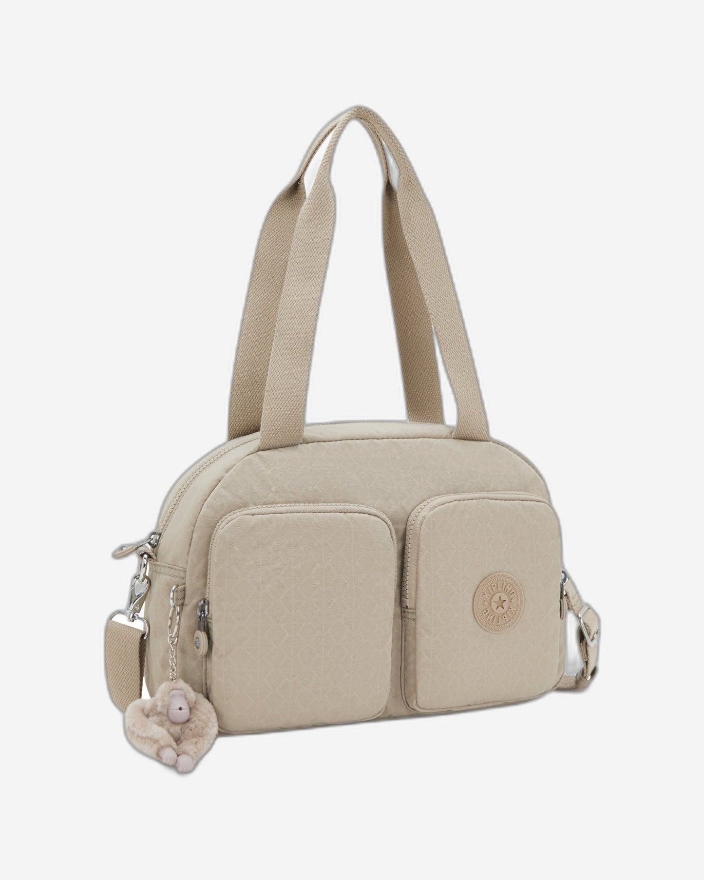 حقيبة كتف متوسطة الحجم من Kipling Cool Defea Signature باللون البيج المنقوش I6017-96A