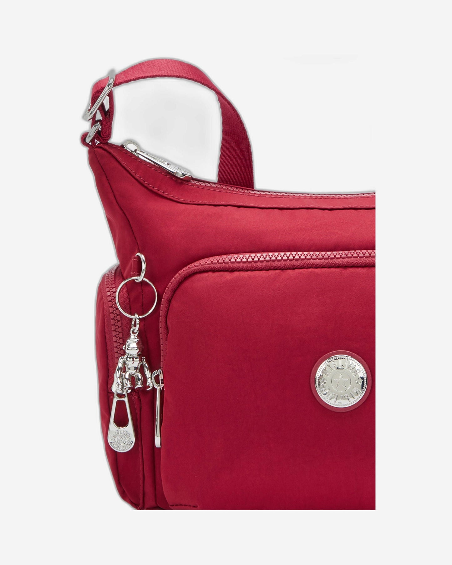 حقيبة كتف متوسطة الحجم Kipling Gabb S باللون الأحمر والنبيذ الأحمر I6041-6SE