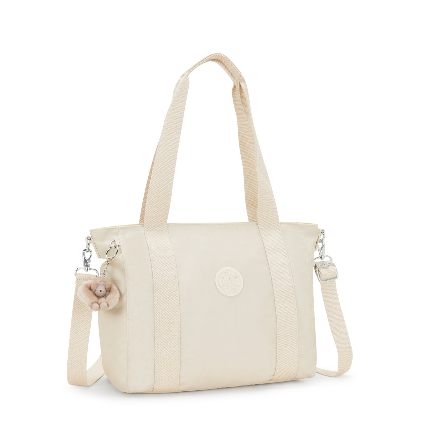 KIPLING-Asseni S-حقيبة توت صغيرة (بحزام كتف قابل للإزالة)-بيج لؤلؤي-I6232-3KA