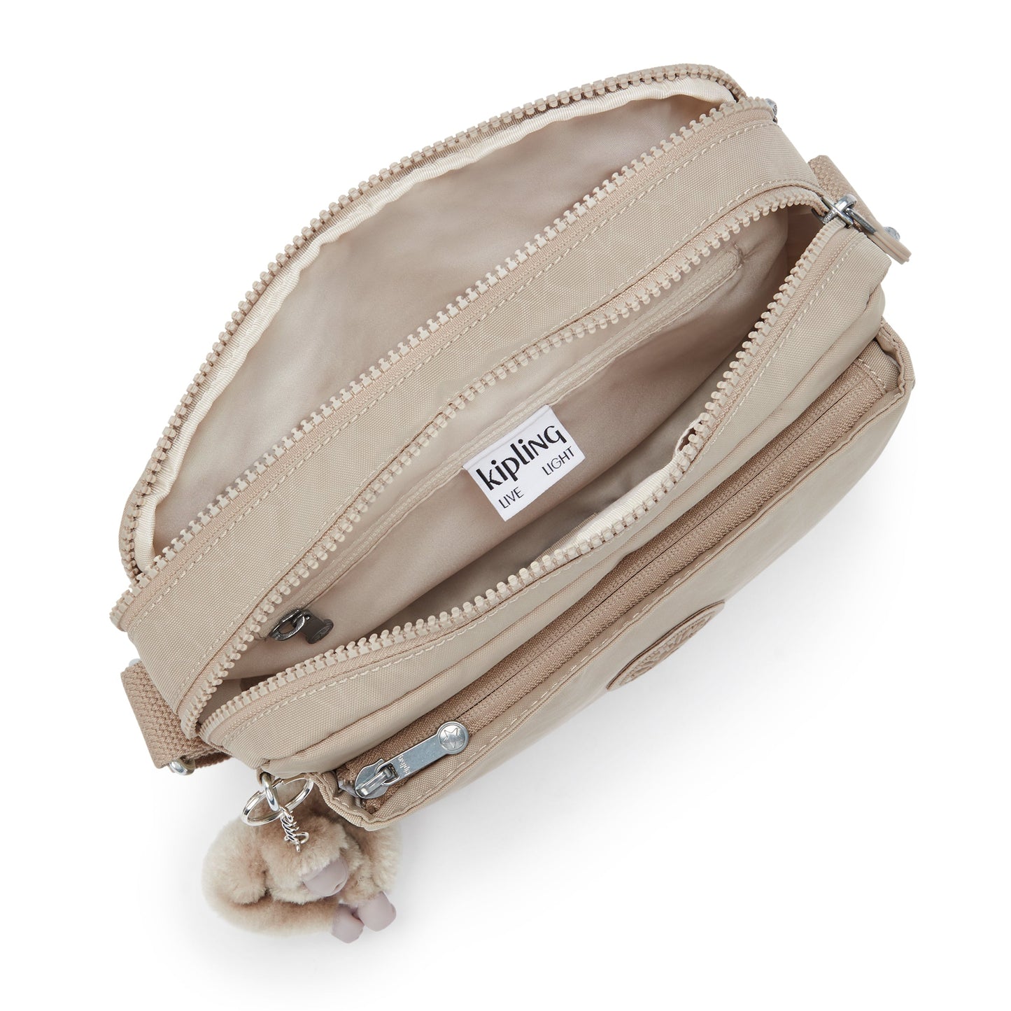 حقيبة كتف متوسطة الحجم من Kipling Abanu M Signature Beige Embossed I6831-96A