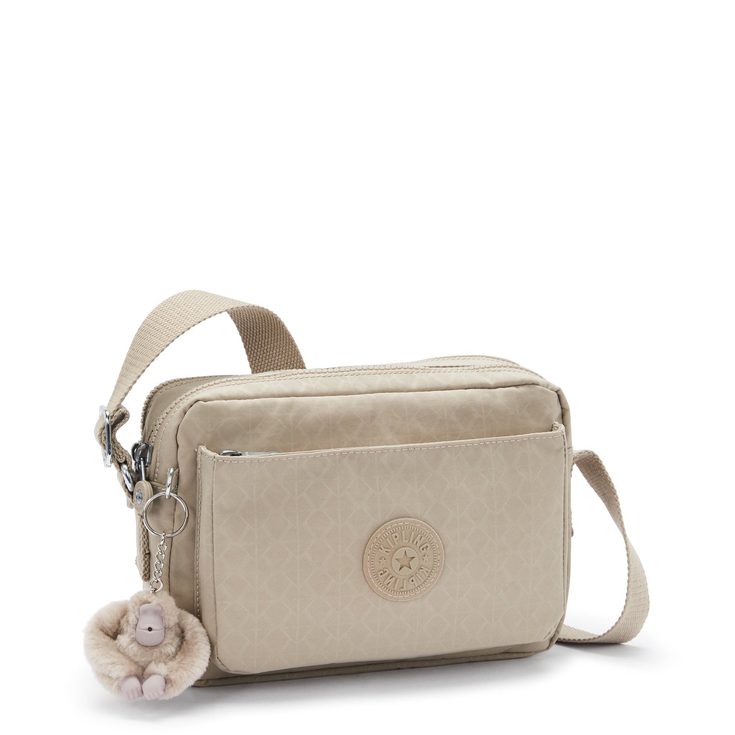 حقيبة كتف متوسطة الحجم من Kipling Abanu M Signature Beige Embossed I6831-96A
