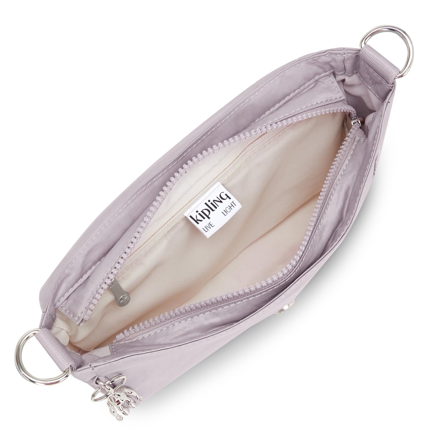 KIPLING-Aras-حقيبة كتف صغيرة (بحزام قابل للإزالة)-فضي لامع-I6941-K6G