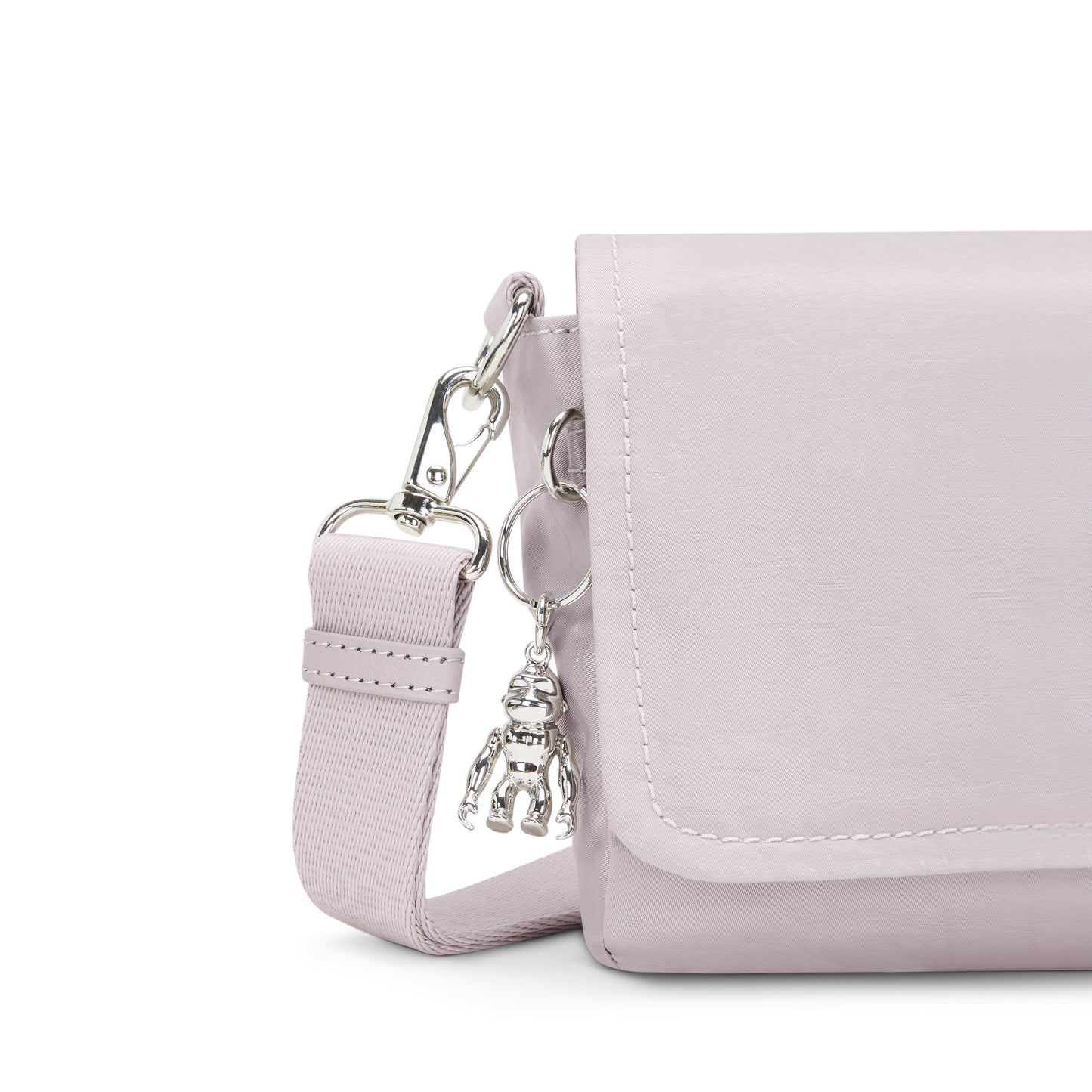 KIPLING-Aras-حقيبة كتف صغيرة (بحزام قابل للإزالة)-فضي لامع-I6941-K6G