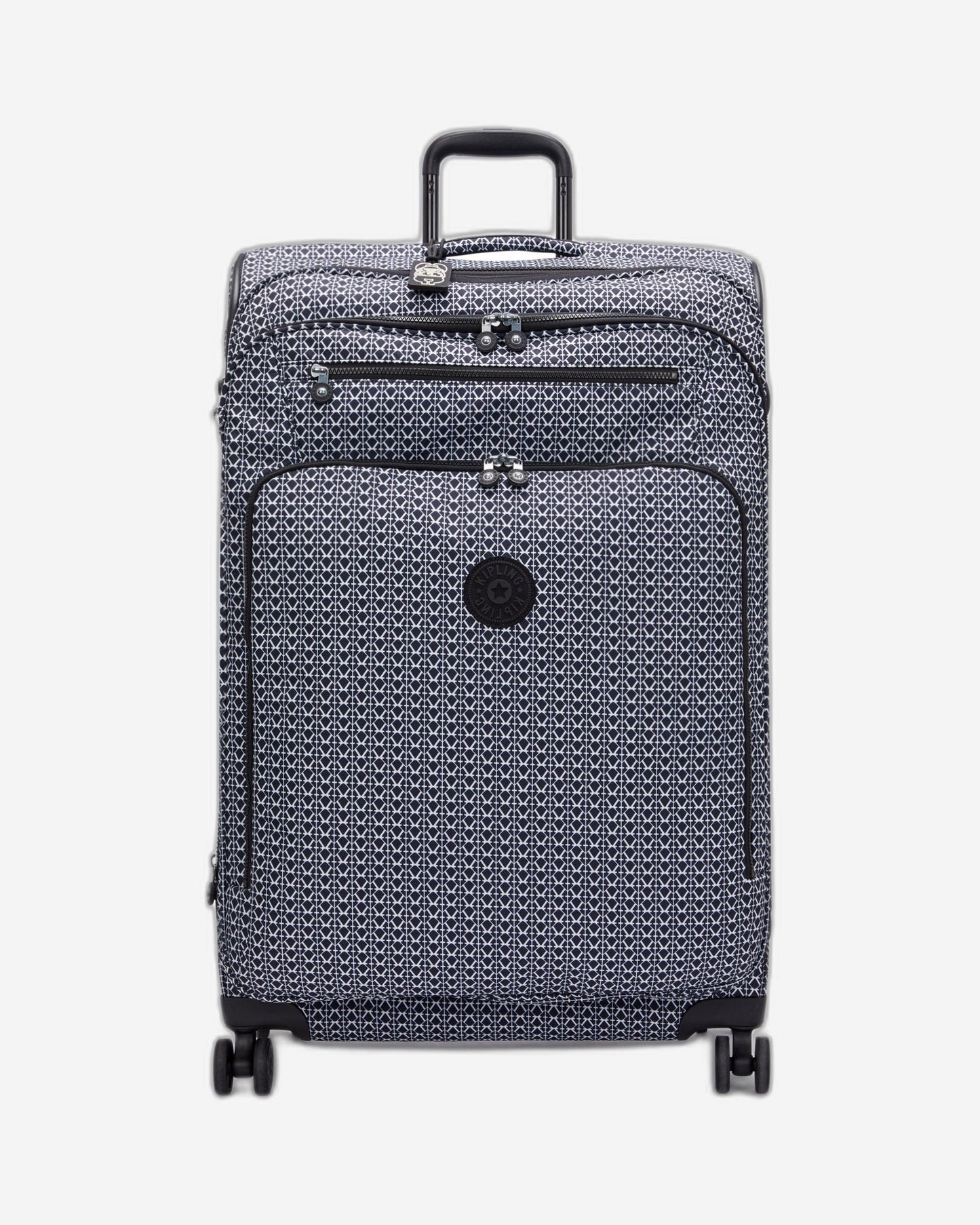 Kipling New Youri Spin حقيبة سفر بعجلات كبيرة قابلة للتوسيع بنقشة Signature C2I7640-DD2