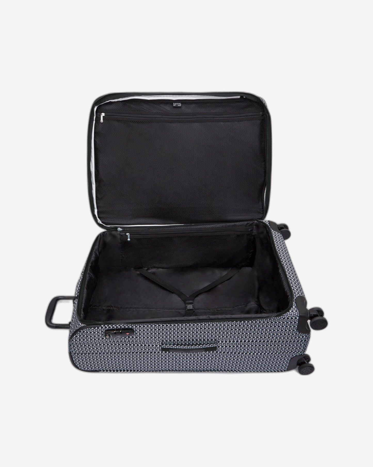 Kipling New Youri Spin حقيبة سفر بعجلات كبيرة قابلة للتوسيع بنقشة Signature C2I7640-DD2