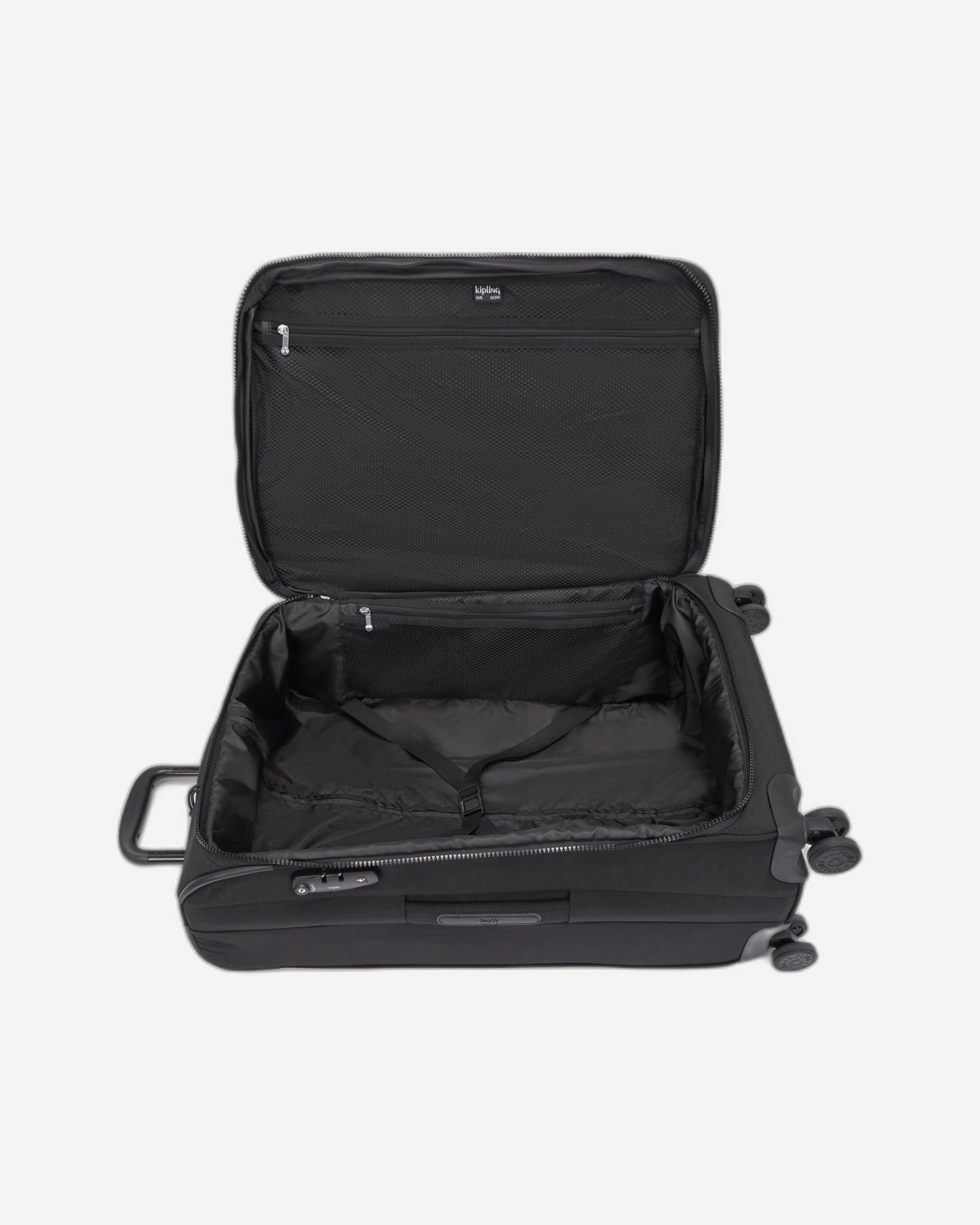 Kipling New Youri Spin M Black Noir حقيبة سفر بعجلات متوسطة قابلة للتوسيع I7706-P39