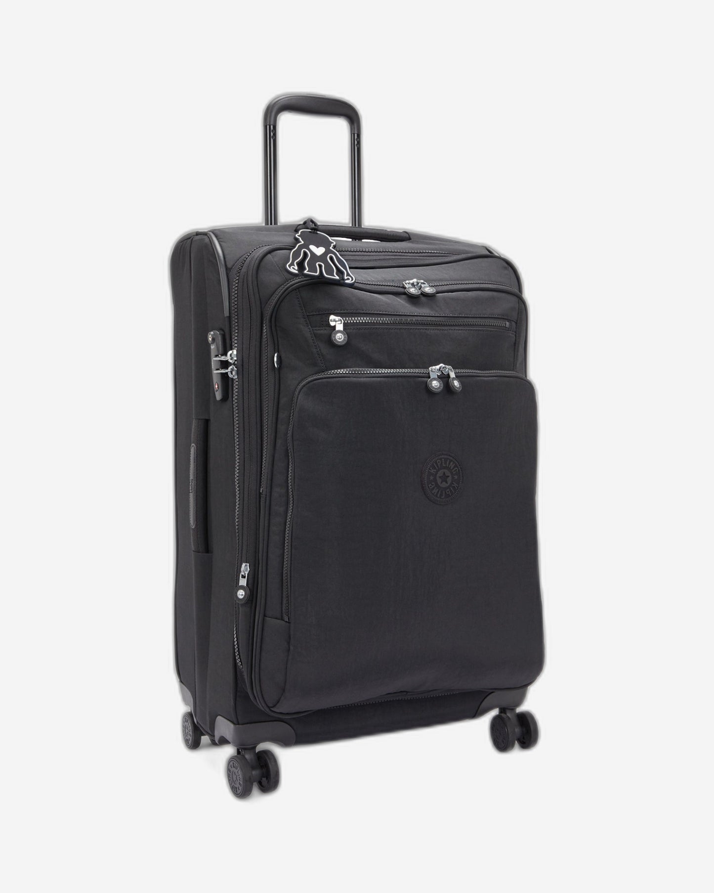 Kipling New Youri Spin M Black Noir حقيبة سفر بعجلات متوسطة قابلة للتوسيع I7706-P39