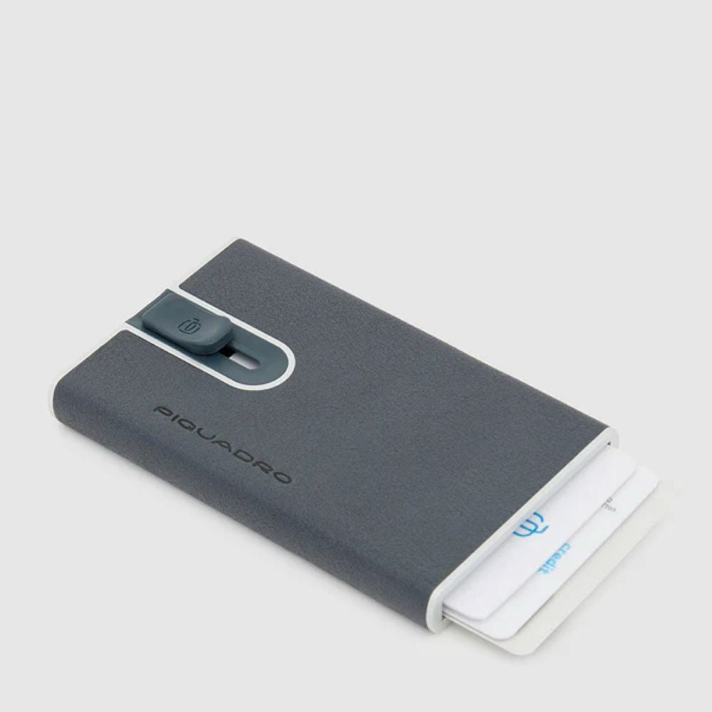 حافظة بطاقات ائتمان Piquadro Black Square بنظام انزلاقي وحماية RFID لمكافحة الاحتيال PP4825B3R/BLU4