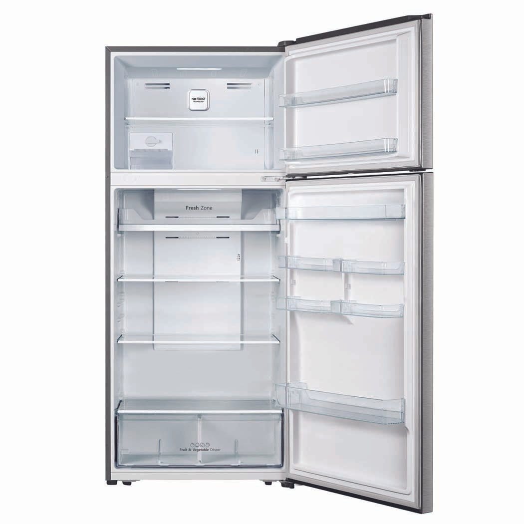 ثلاجة هوفر بفريزر علوي وضاغط عاكس 730 لتر - فضي Htr-H730-S