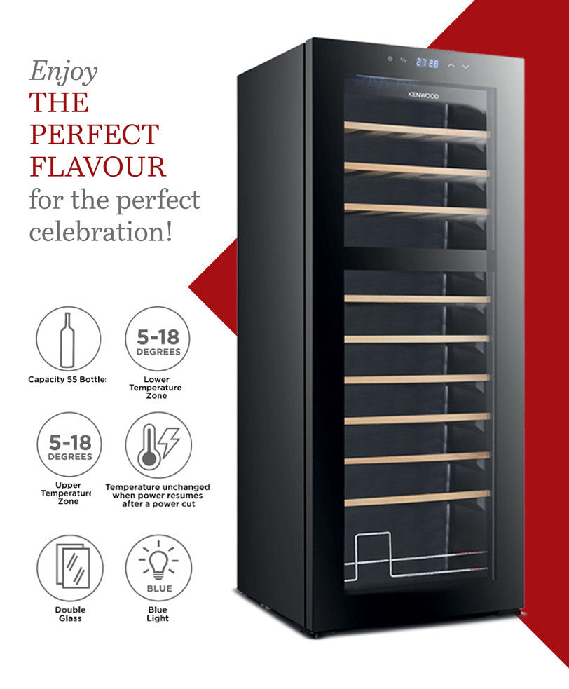 ثلاجة مشروبات كينوود سعة 55 زجاجة، لون أسود (BCW55.000Bk)