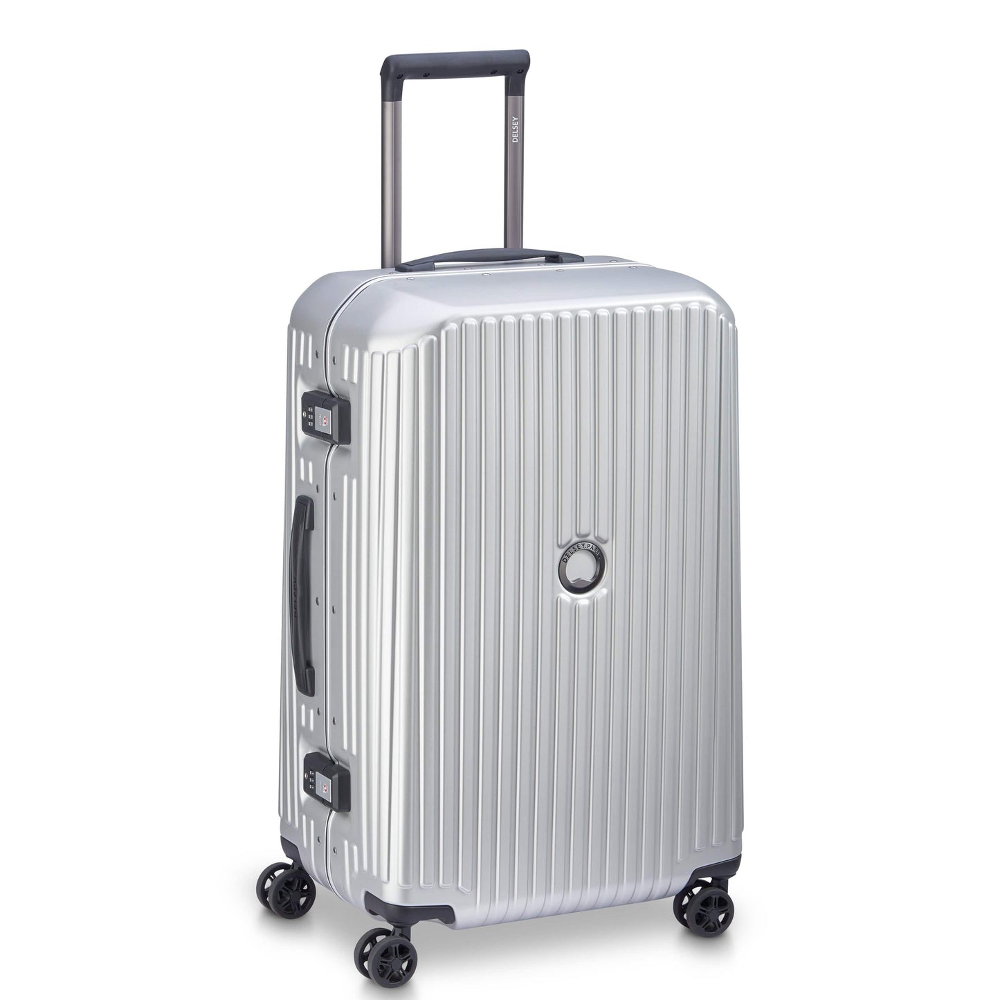 عربة أمتعة Delsey Paris Securitime Frame 68Cm Hardcase 4 Double Wheels Check-In Luggage Case Silver - 00217381111