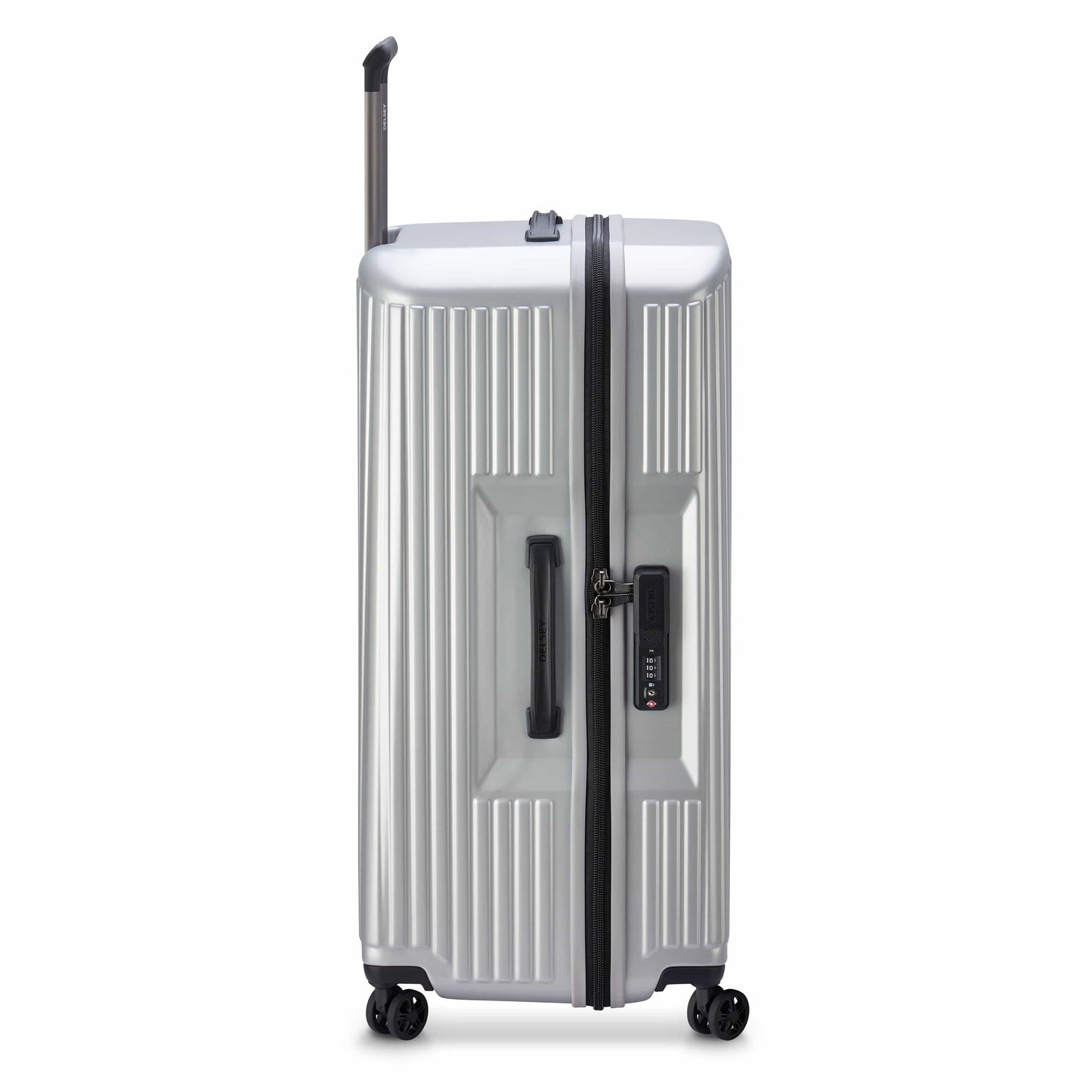 حقيبة سفر Delsey Paris Securitime Trunk 80Cm Hardcase 4 Double Wheels Check-In Luggage Trolley Silver - 00217382811