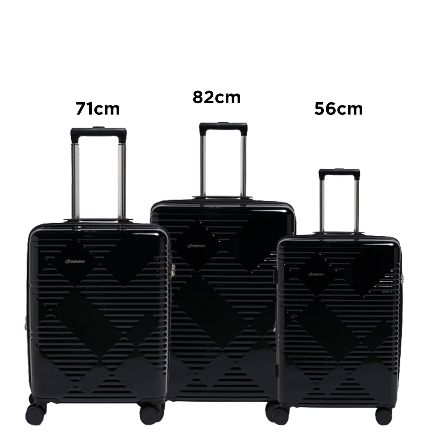 Echolac Extravagant  56+67+82cm Hardcase Expandable 4 Double Wheel 3Pc Luggage Trolley Set Black - CTH0062 S- 3PC SET BLACK