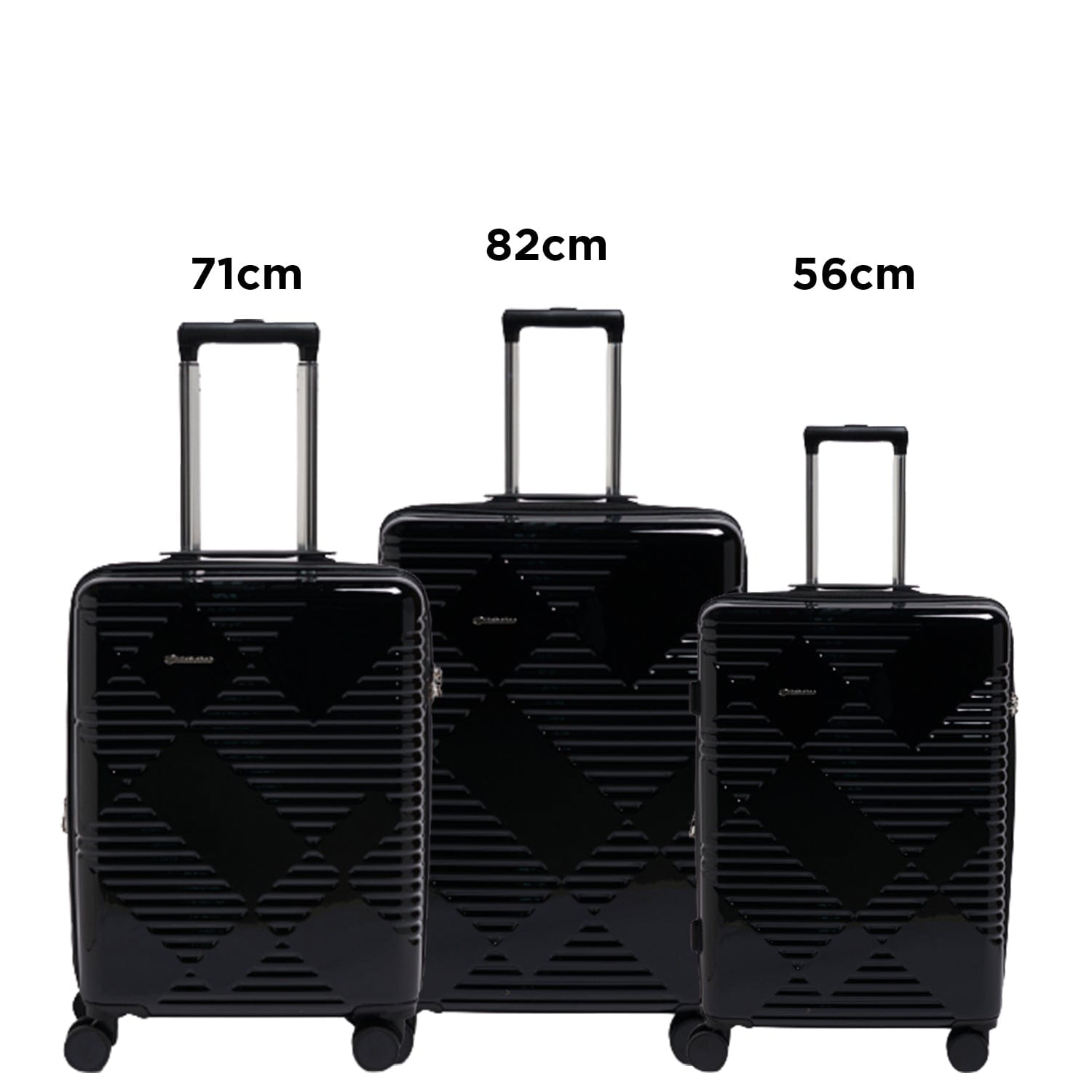 Echolac Extravagant  56+67+82cm Hardcase Expandable 4 Double Wheel 3Pc Luggage Trolley Set Black - CTH0062 S- 3PC SET BLACK