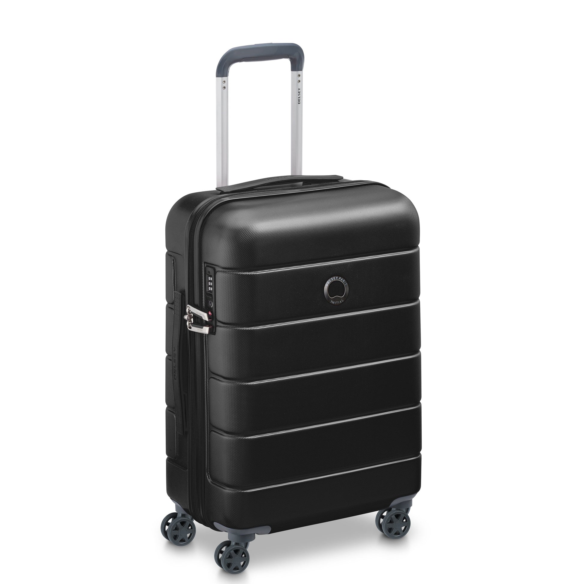 Delsey Lagos 55cm Hardcase  Expandable  4 Double Wheel Cabin Luggage Trolley Case Black - 00387080100W9 