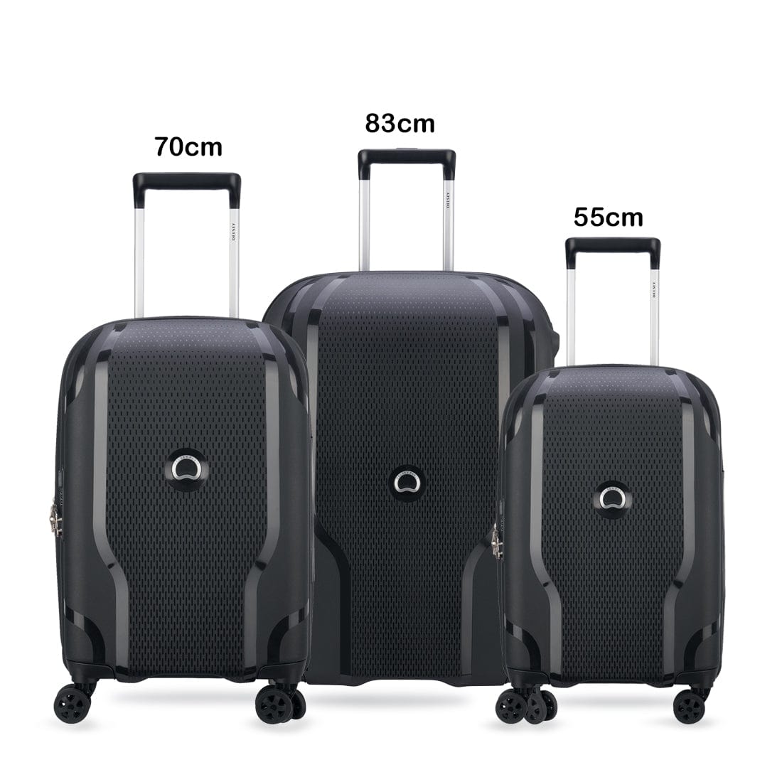 Delsey Clavel 55+70+83cm Hardcase 4 Double Wheel 3 Piece Luggage Trolley Set Back