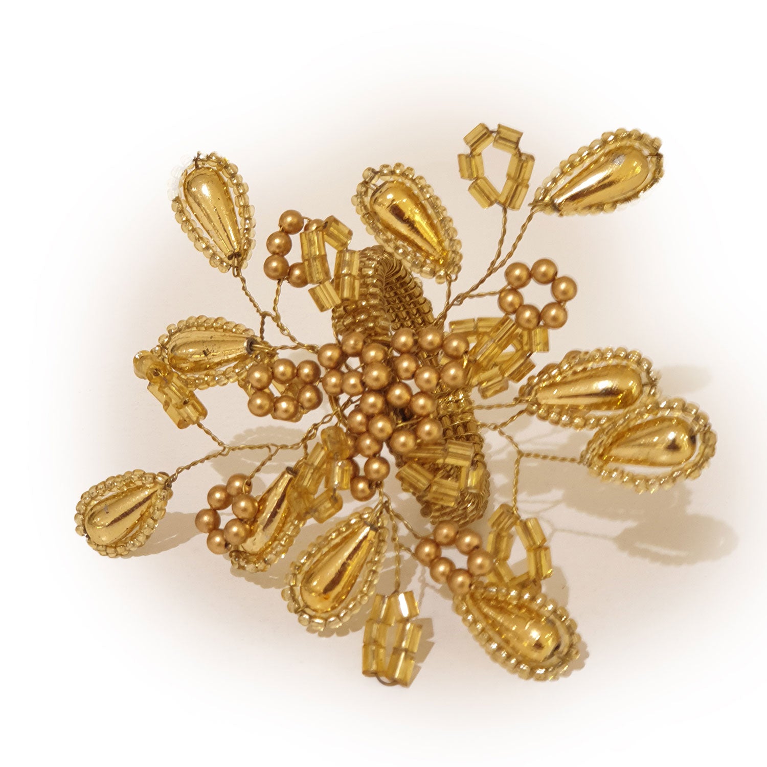 BEADED FLORICANE NAPKIN RING GOLD - NNR17416A/GOLD