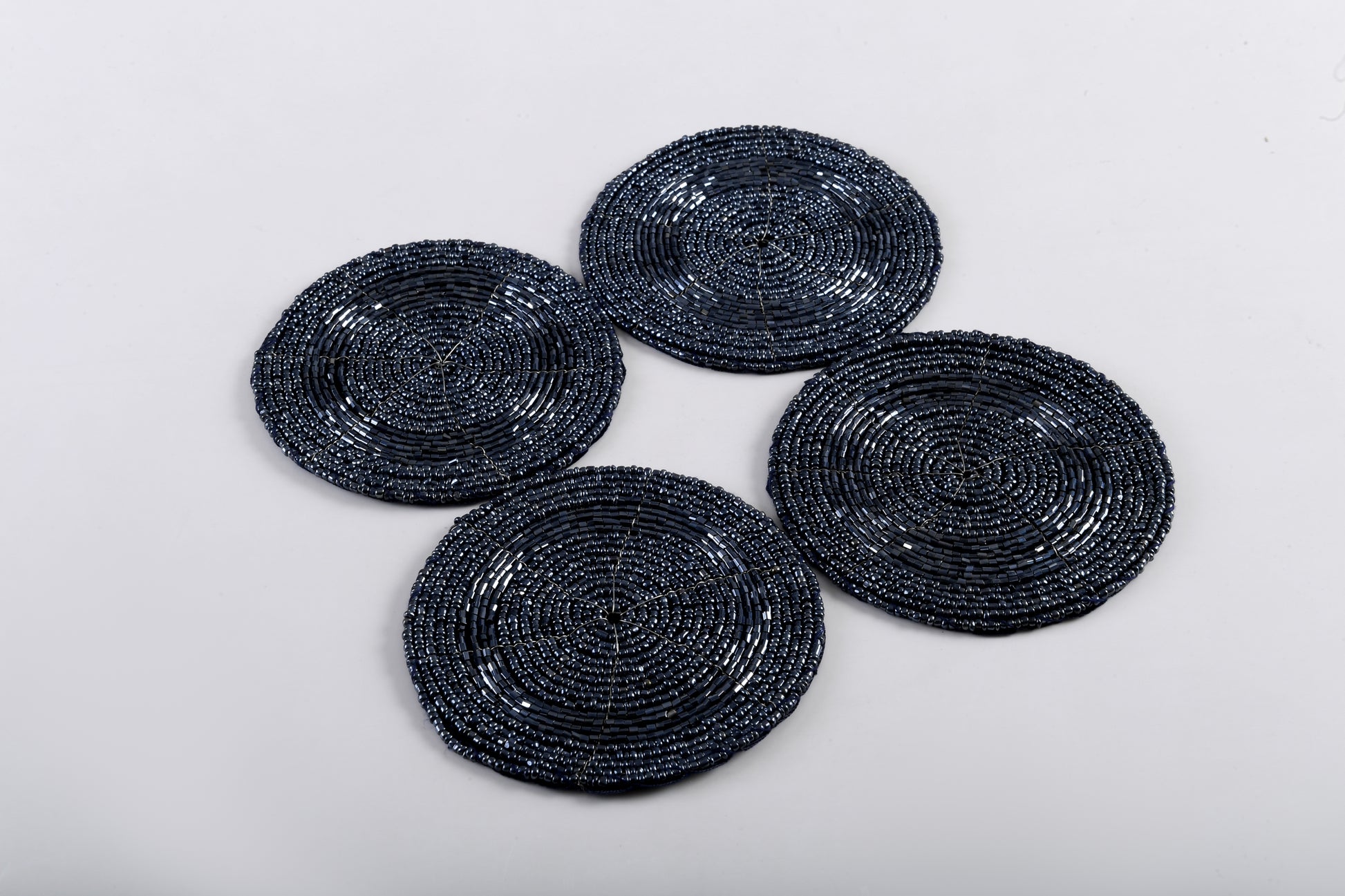 ARVD BEADED COASTER SET/4 LR BLUE 4X4