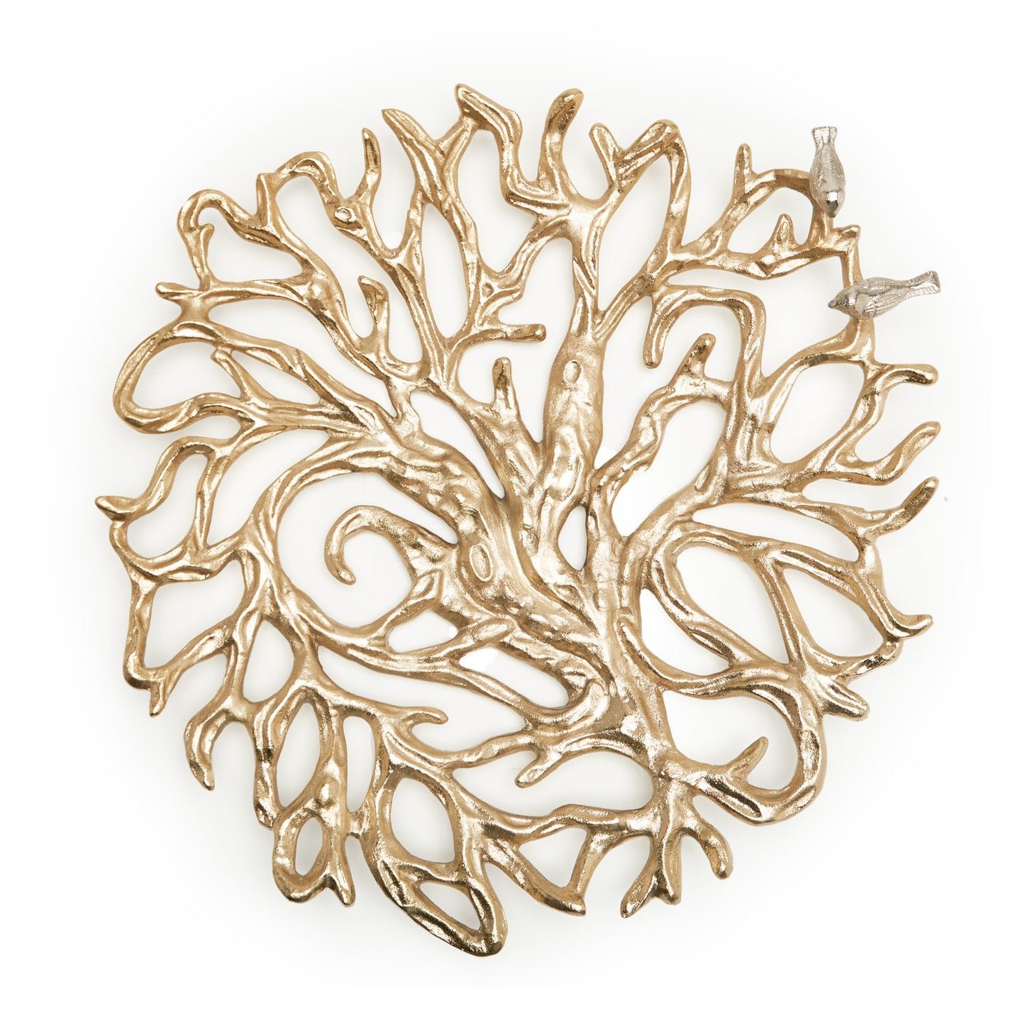 DRIFTWOOD ROUND PLATTER ALUMINUM GOLD FINISHED - 1016226