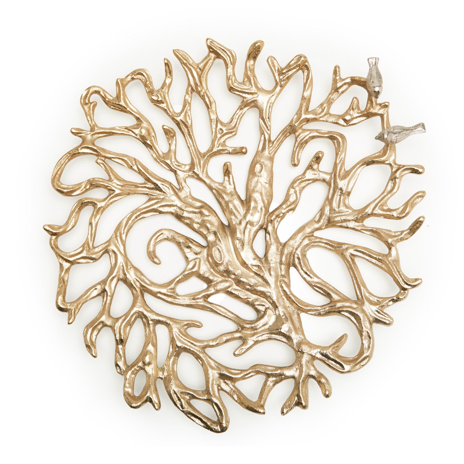 DRIFTWOOD ROUND PLATTER ALUMINUM GOLD FINISHED - 1016226
