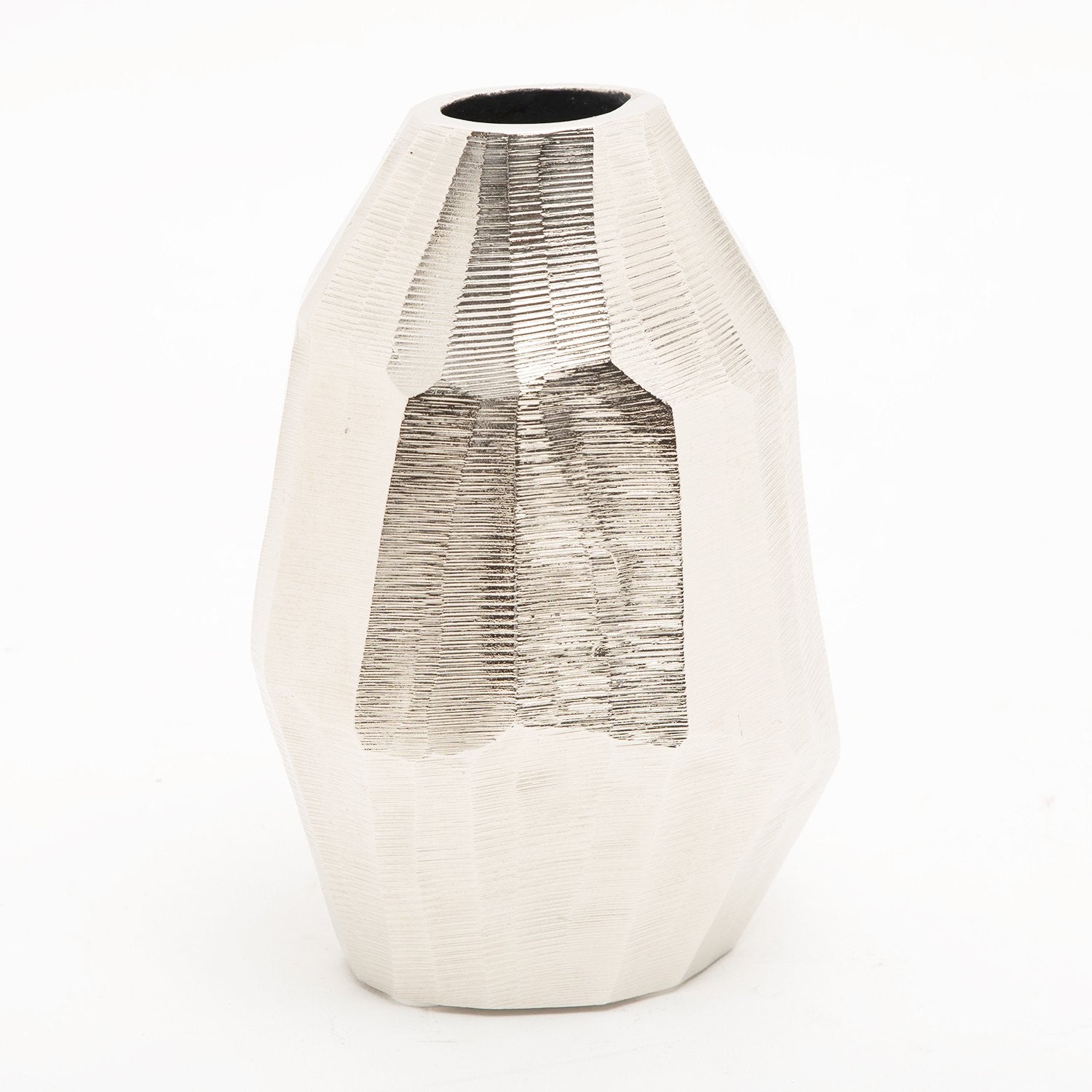 PANACHE DECO ALUMINUM VASE TEXTURED NICKEL - 372