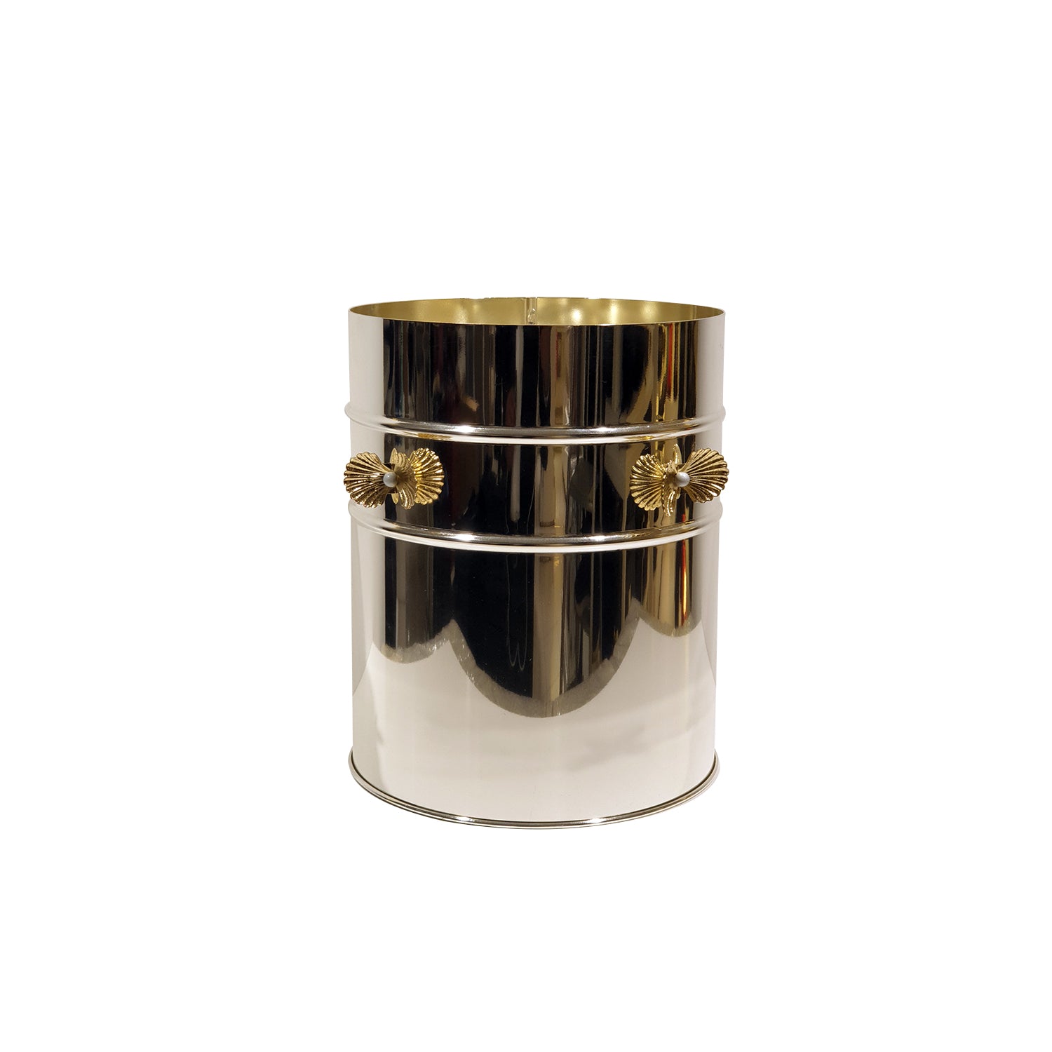 PANTAZELOS MOP SILVER AND GOLD PLATED WASTE BASKET