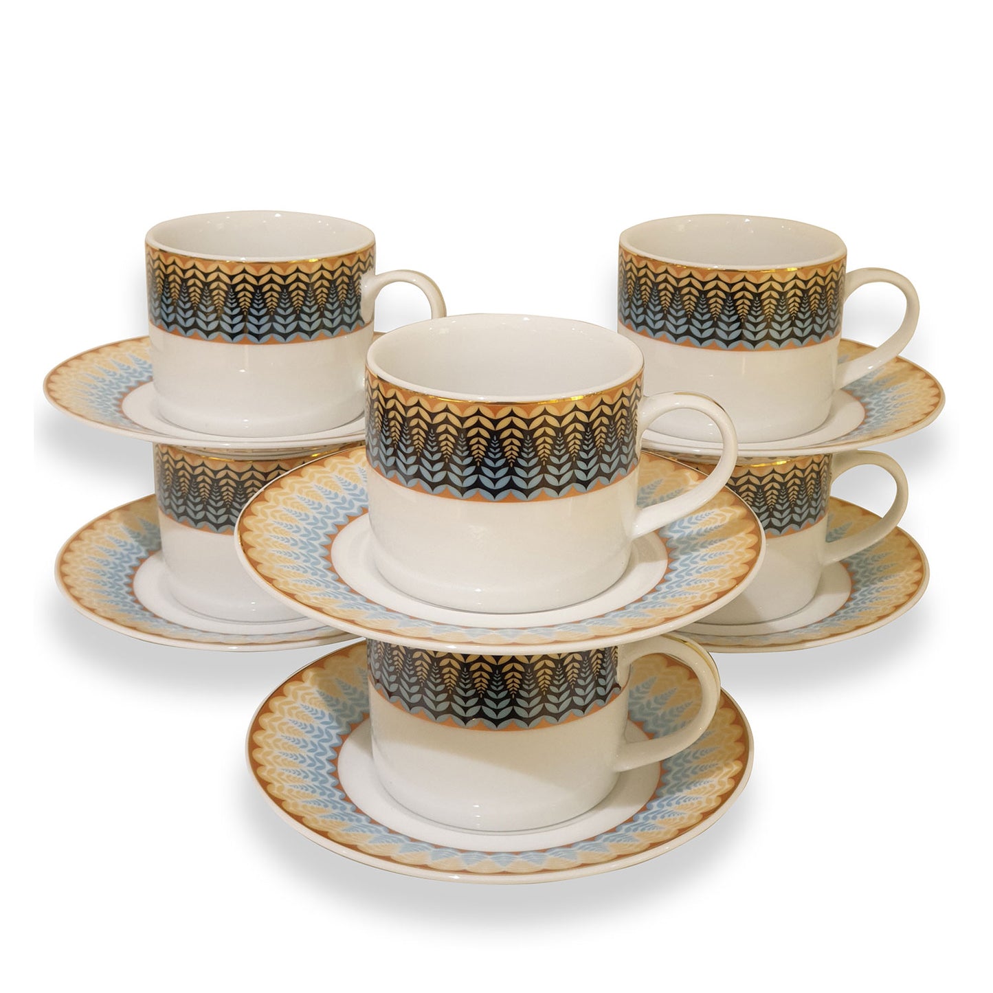 Dankotuwa Elsa Gold 6+6 Tea Cup &amp; Saucer - Elsagold-