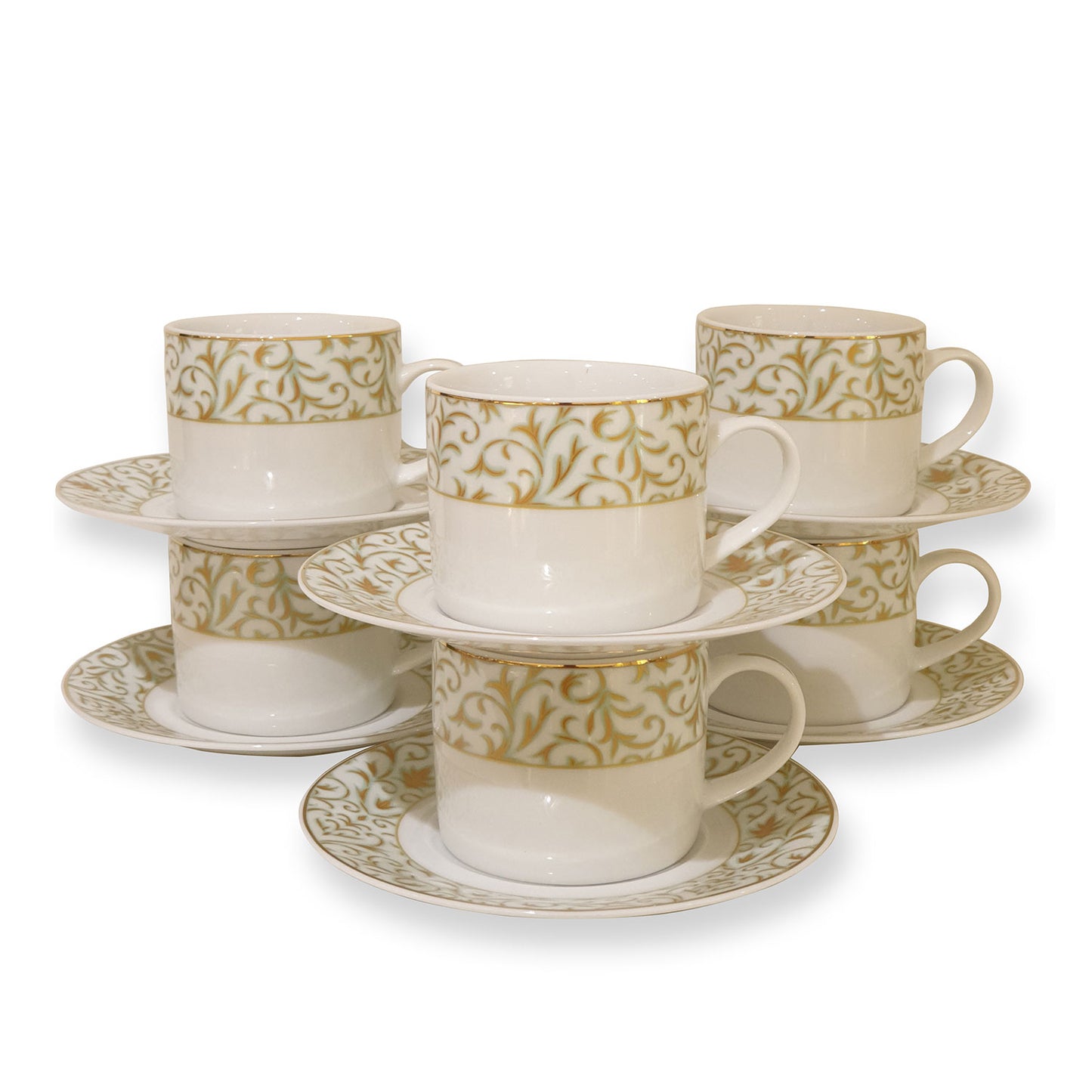 Dankotuwa Laryn Gold 6+6 كوب شاي وصحن - Lryngold-
