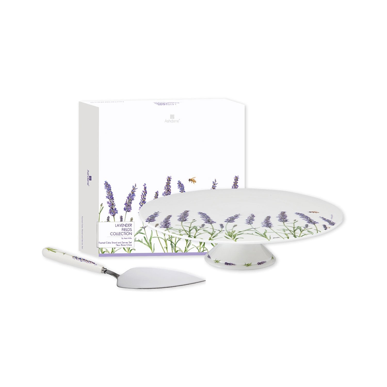 ASHDENE LAVENDER FIELDS FOOTED CAKE STAND & SERVER SET - 519017