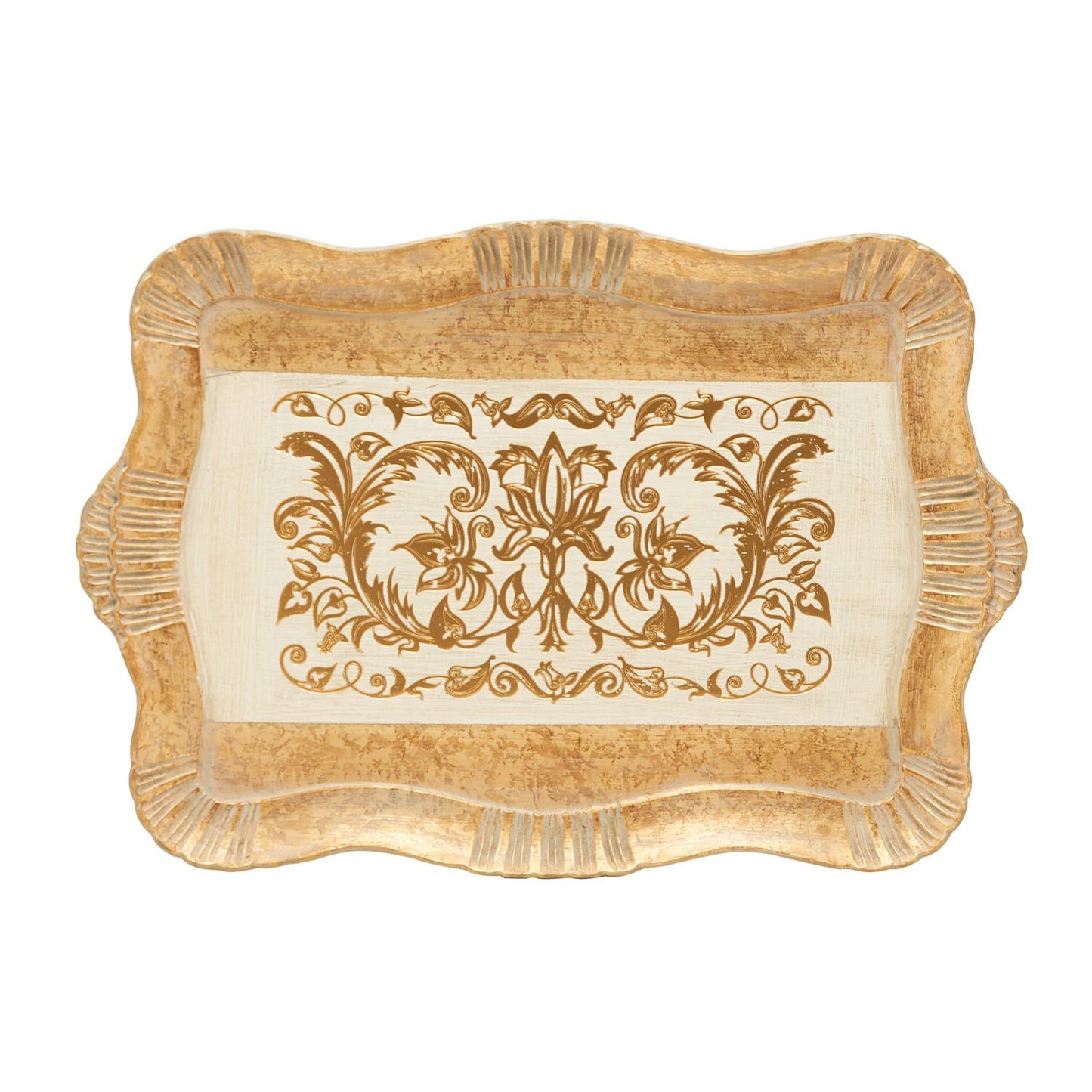 SEZZATINI SPARTACO AVORIO ORO LARGE CARVED RECTANGLE TRAY 38 X 55CM - VL-238-5-3131