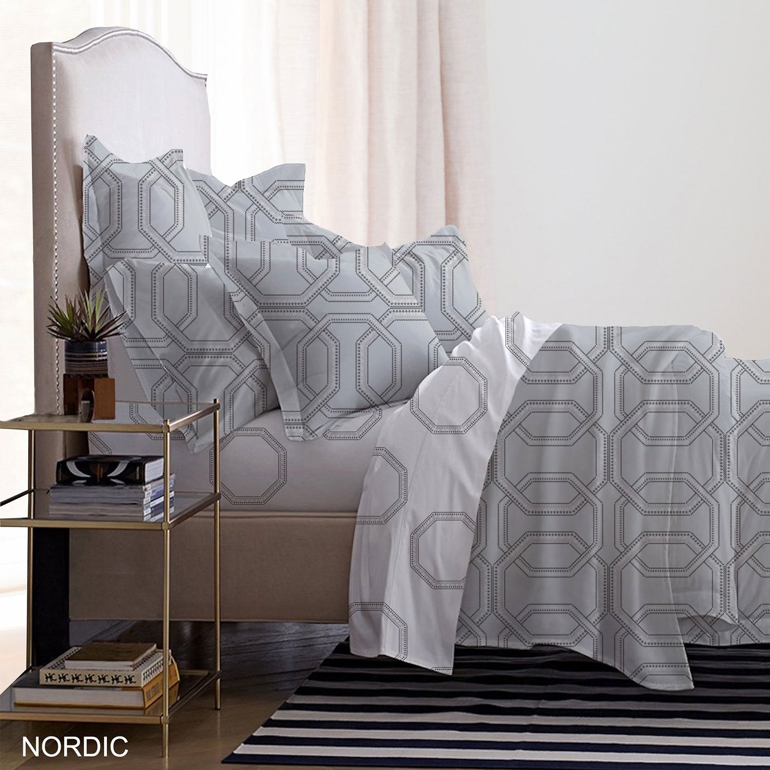 VEGORA PRINTED COTTON NORDIC 3PC FLAT SHEET SET KING - 83009510