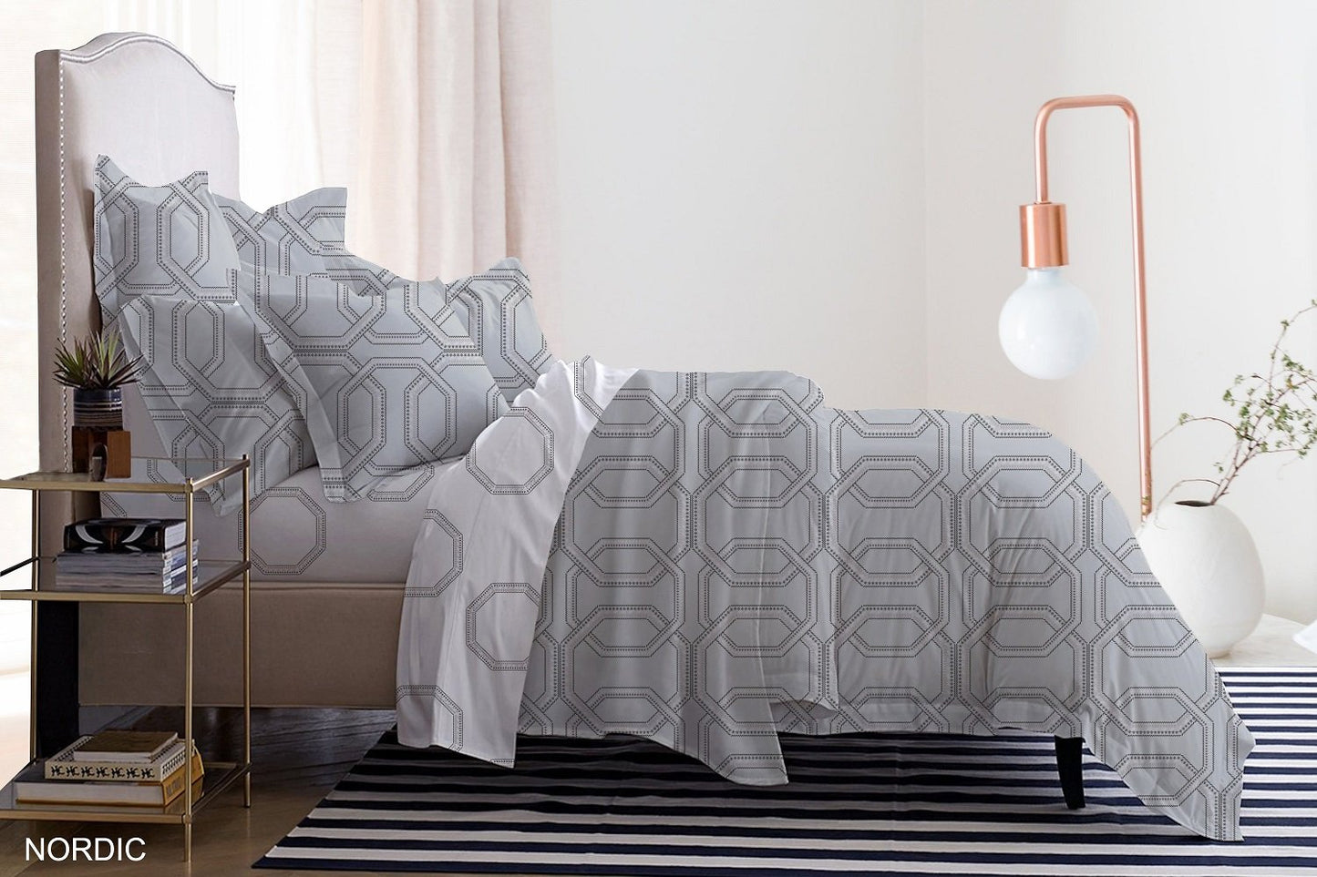 VEGORA PRINTED COTTON NORDIC 4PC DUVET COVER SET - 83009381