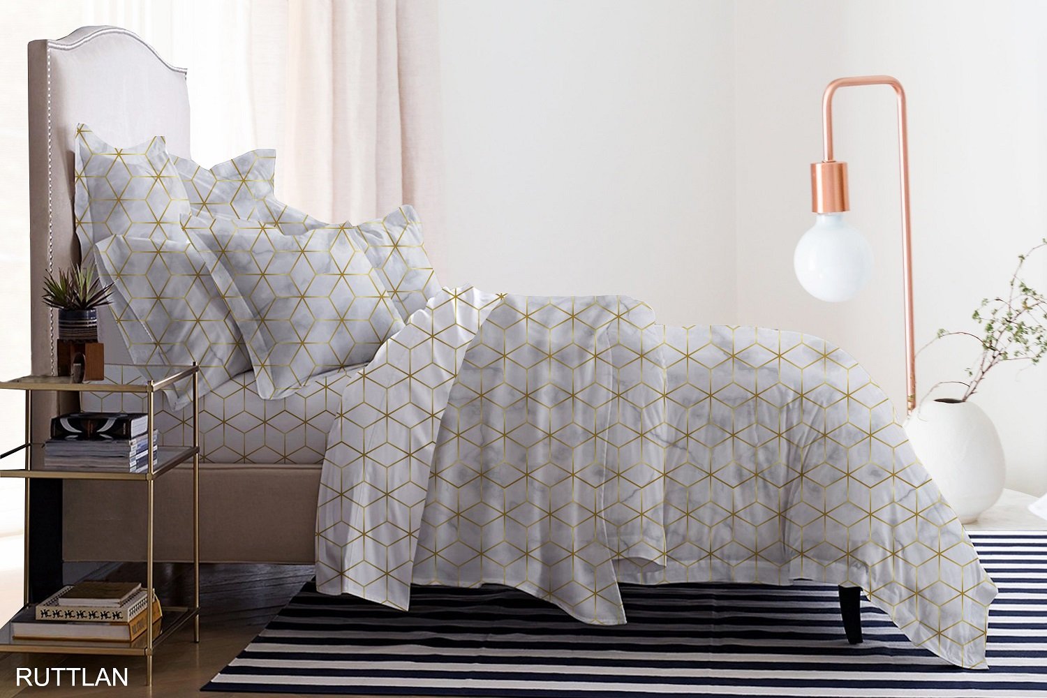 VEGORA PRINTED COTTON RUTTLAN 4PC DUVET COVER SET - 83009541