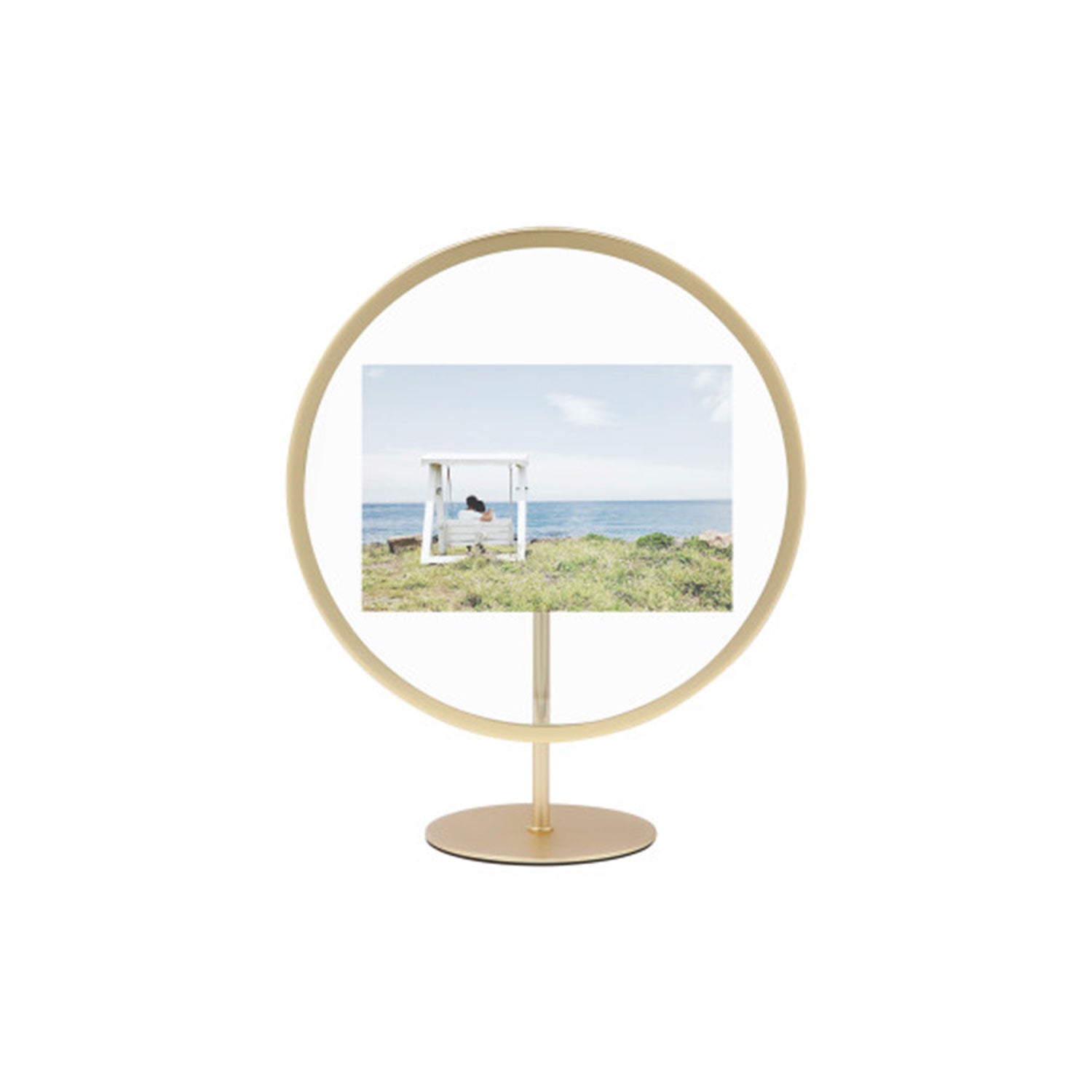 UMBRA INFINITY ROUND PICTURE FRAME 4X6 MATT BRASS - 1012271-221