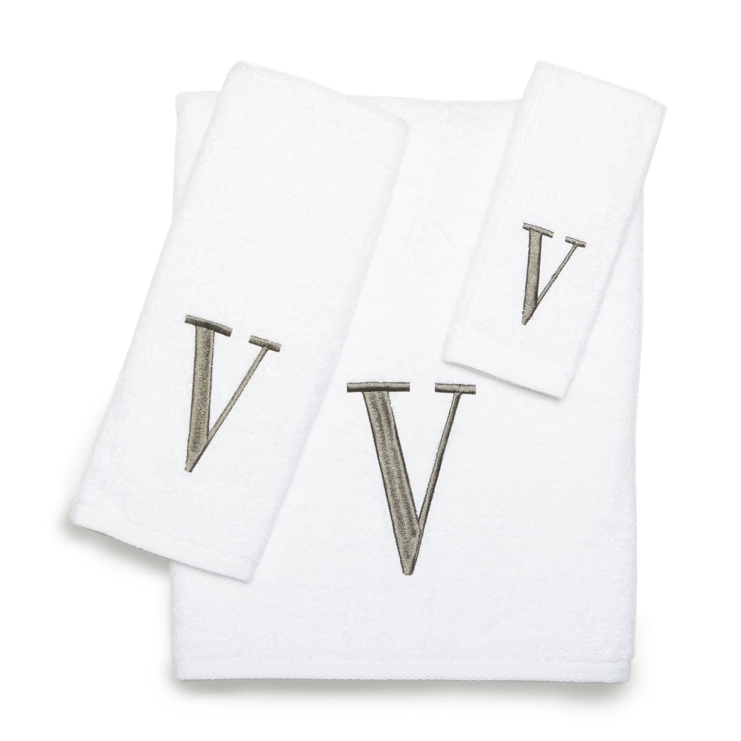 AVANTI MONOGRAM BLOCK LETTER V - WHITE AND SILVER - 022574V