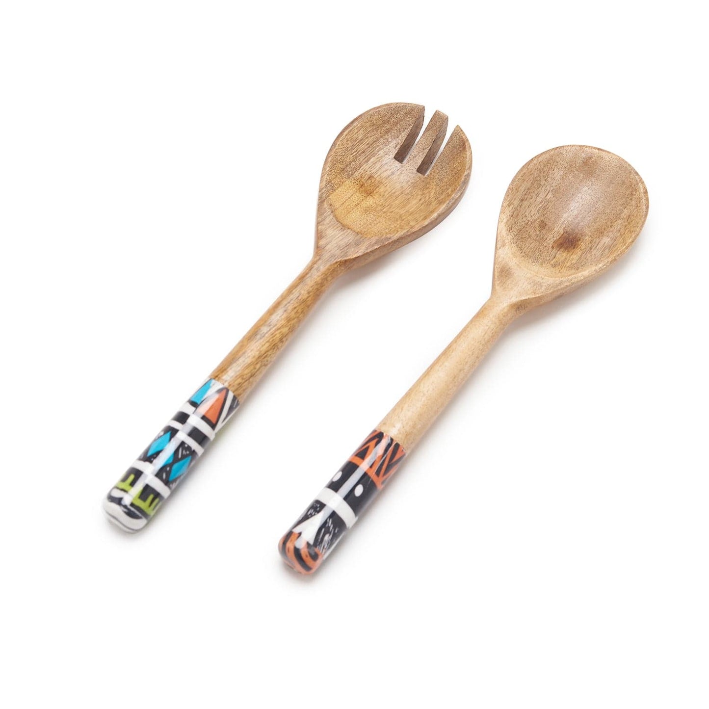 INDRA TRIBAL SALAD SERVER SET OF 2 - 11 INCHES
