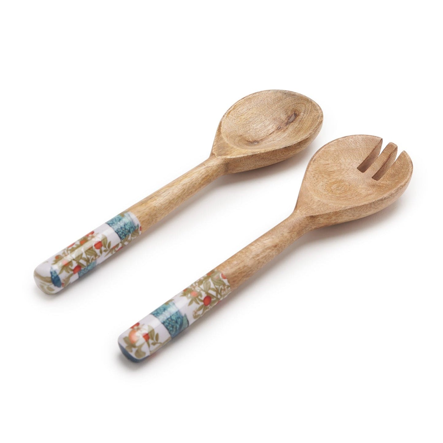 INDRA BLUE PEACOCK SALAD SERVER SET OF 2 - 11 INCHES