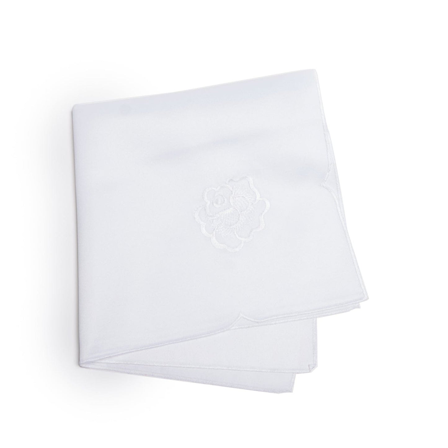 Paramount Brenna White Satin Floral Cutwork Napkins 4Pcs Set