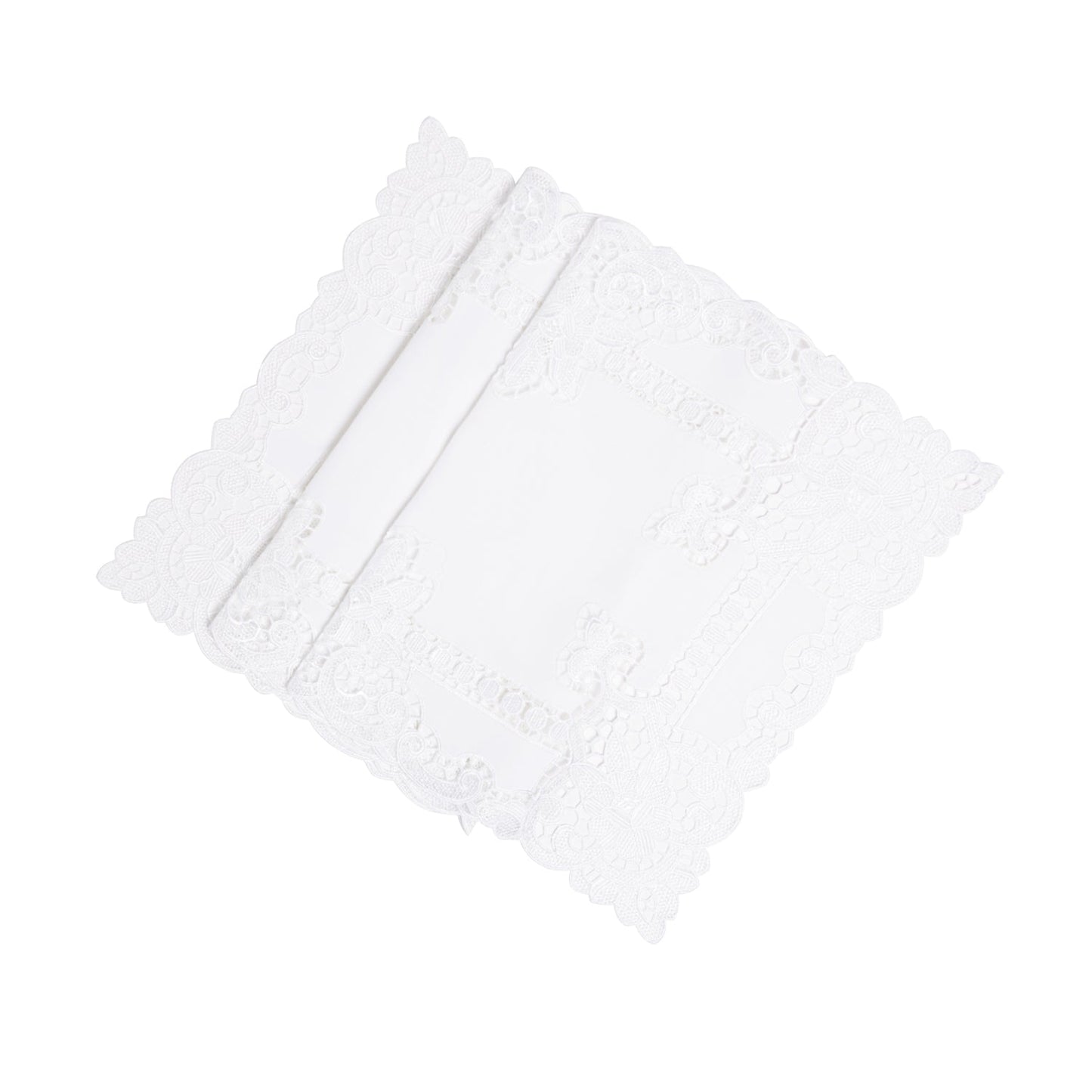 Paramount Poly Linen White Heavy Lace Table Runner
