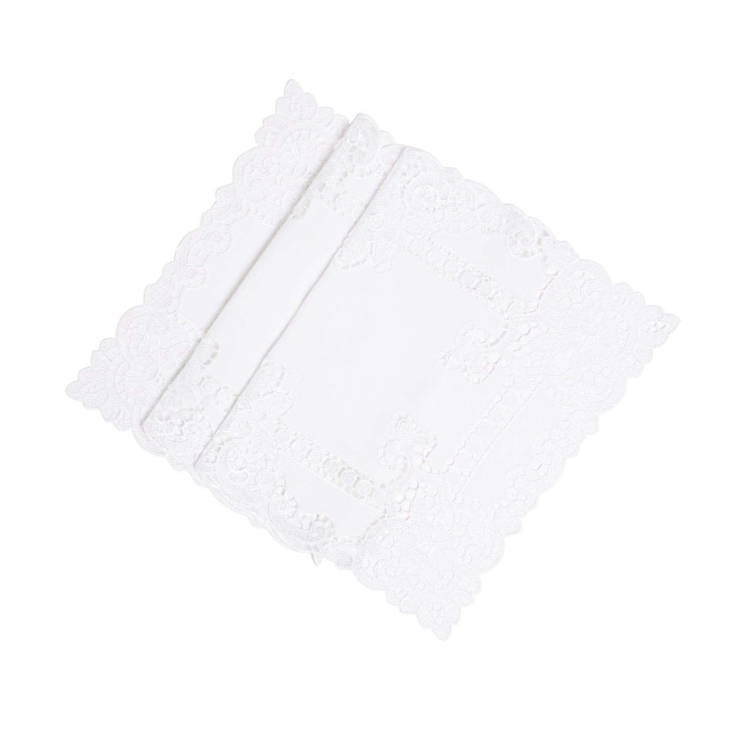 Paramount Poly Linen White Heavy Lace Table Runner