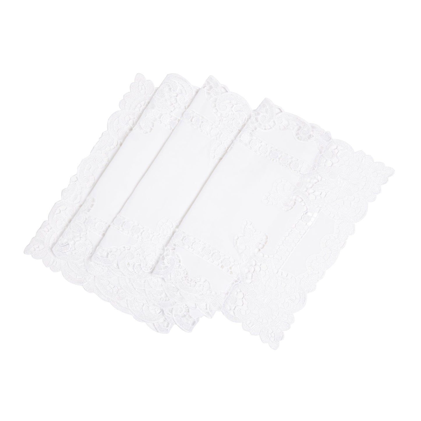 Paramount Poly Linen White Heavy Lace Table Runner