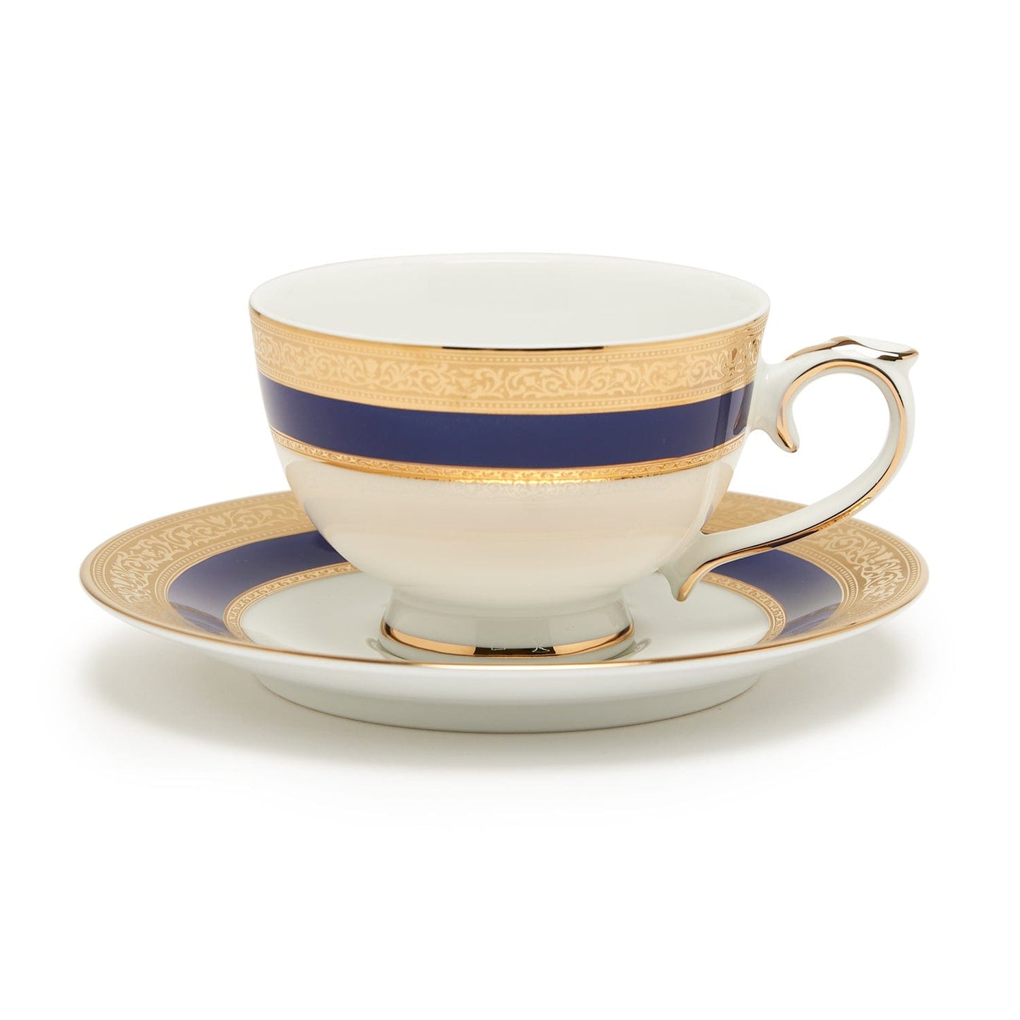 DANKOTUWA VICTORIAN GOLD COBALT 6PC TEA CUP AND SAUCER