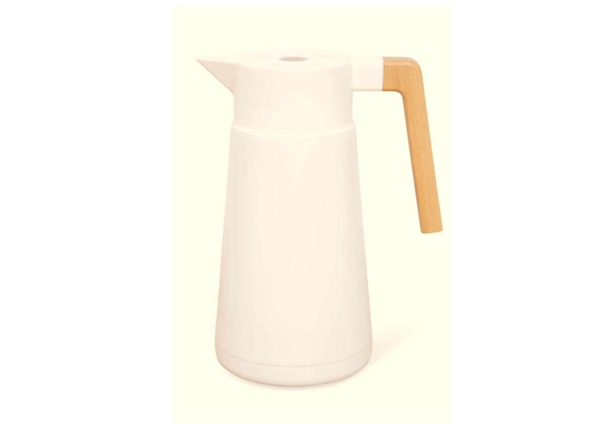 HASTINGS VENERA THERMAL CARAFE DOUBLE WALL STAINLESS STEEL 2L WHITE WITH GERMAN BEECHWOOD HANDLE - HCVENWHT