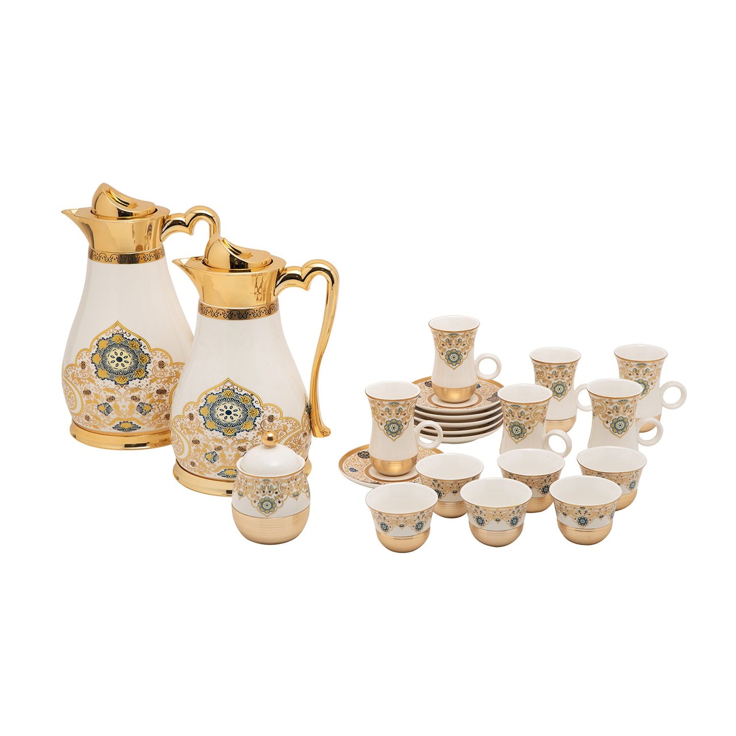 طقم شاي سيرين جولد مع ديكور، ٢٢ قطعة، قارورة - Am9415-S21/035