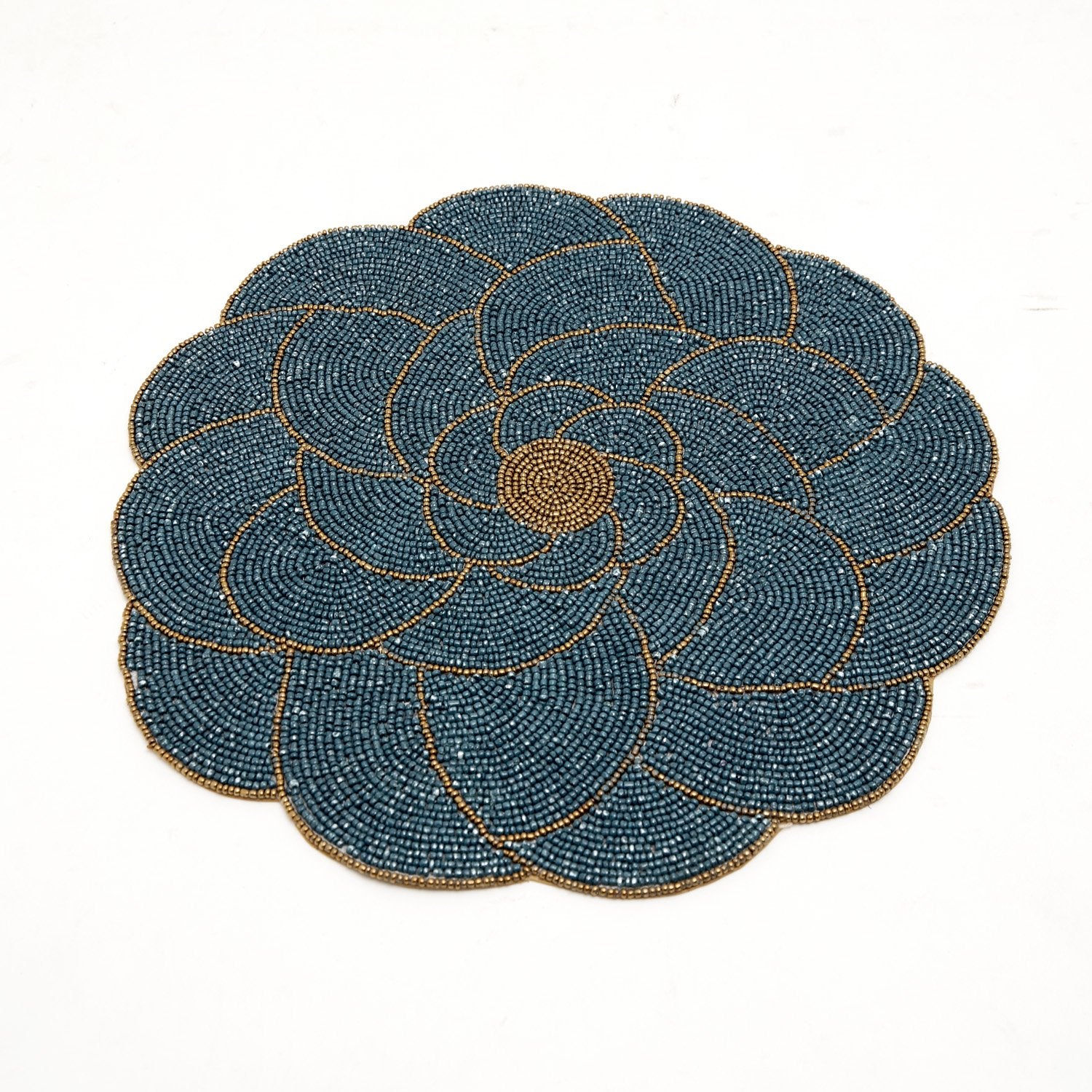ARVIND DAISY GLS BEADED PLACEMAT TEAL BLU/GLD 36X36 - PM172177