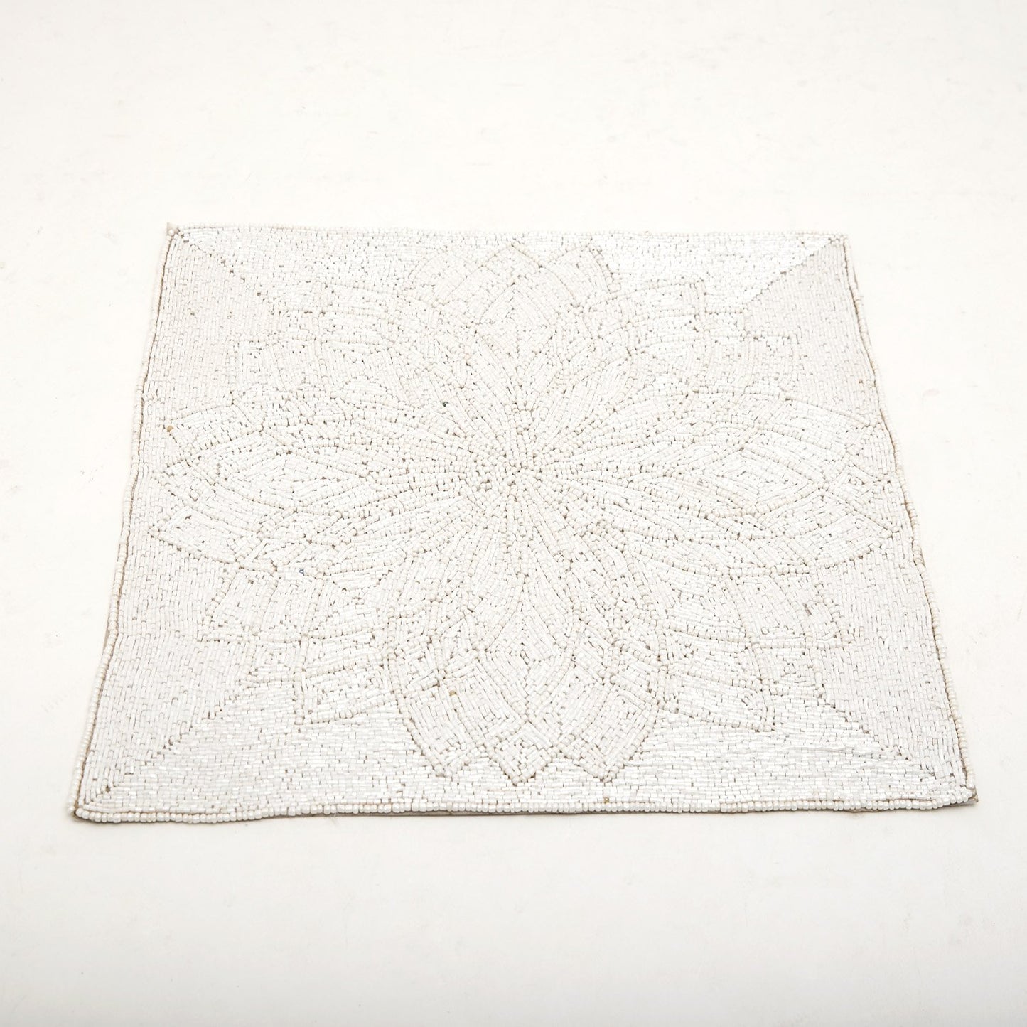 ARVIND SQUARE GLASS BEADED PLACEMAT WHT 36X36 - PM172158 D