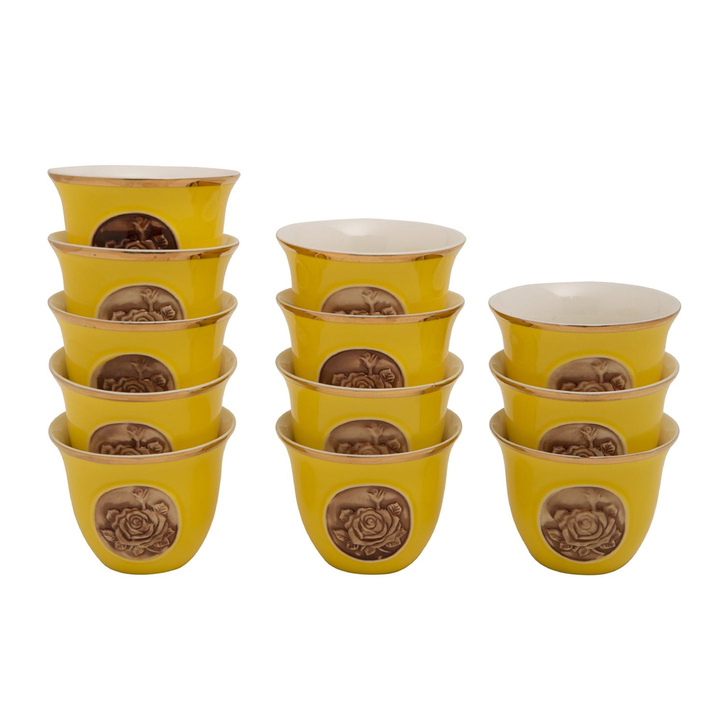 BANBERRY PORCELAIN 12PC CAWA CUPS BC YLW GOLD LINE - SC012C