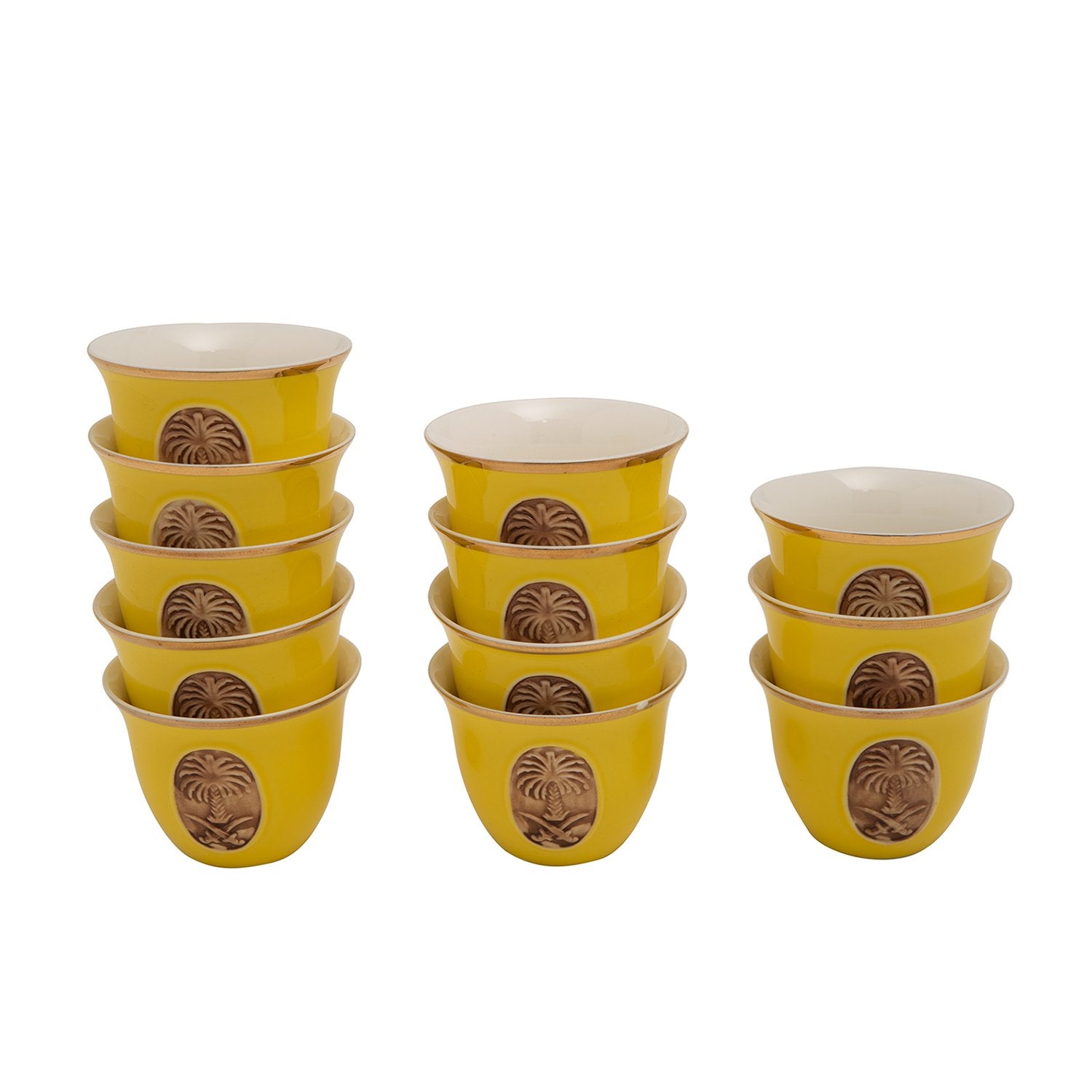 BANBERRY PORCELAIN 12PC CAWA CUPS BC YLW GOLD LINE - SC010C