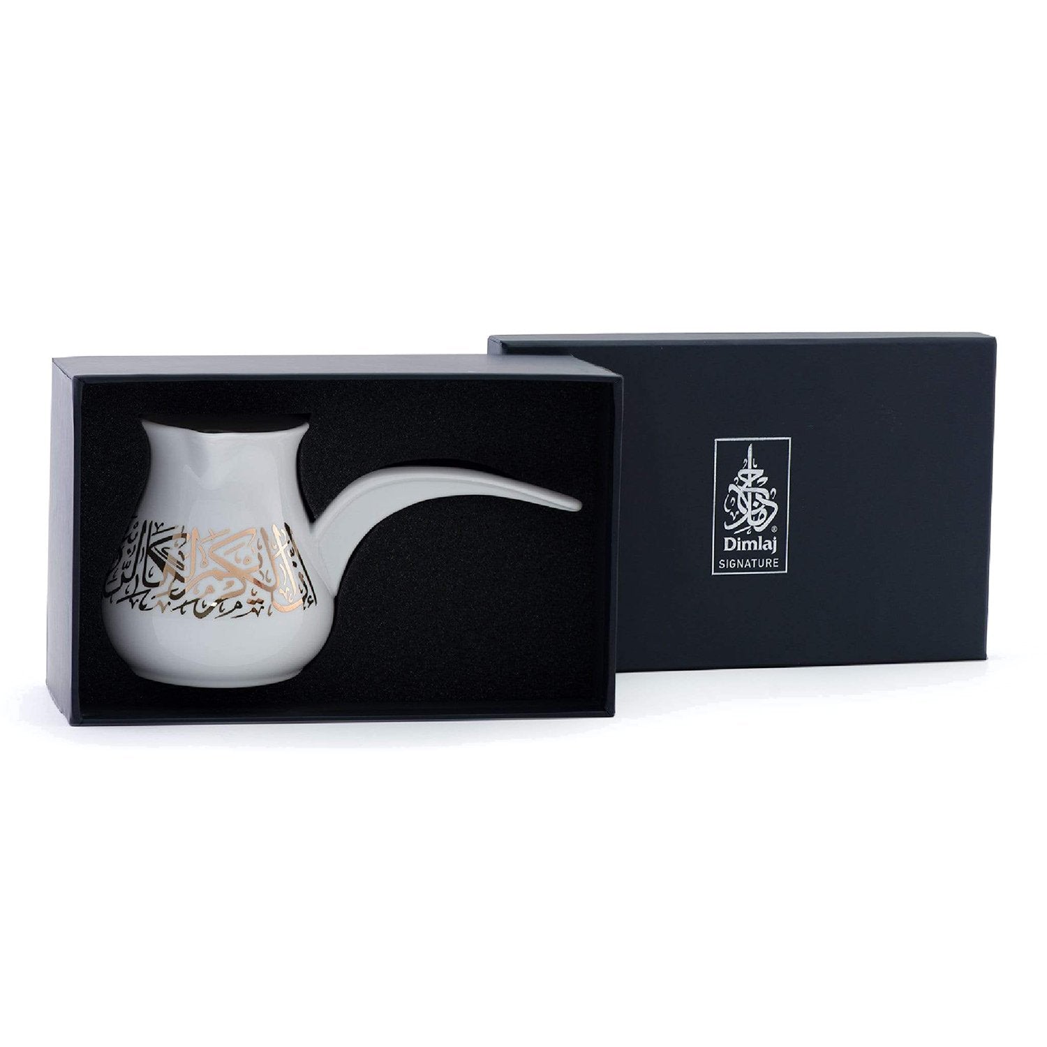 Dimlaj Kareem Turkish Small Coffee Pot - White and Gold - 46669 - Jashanmal Home